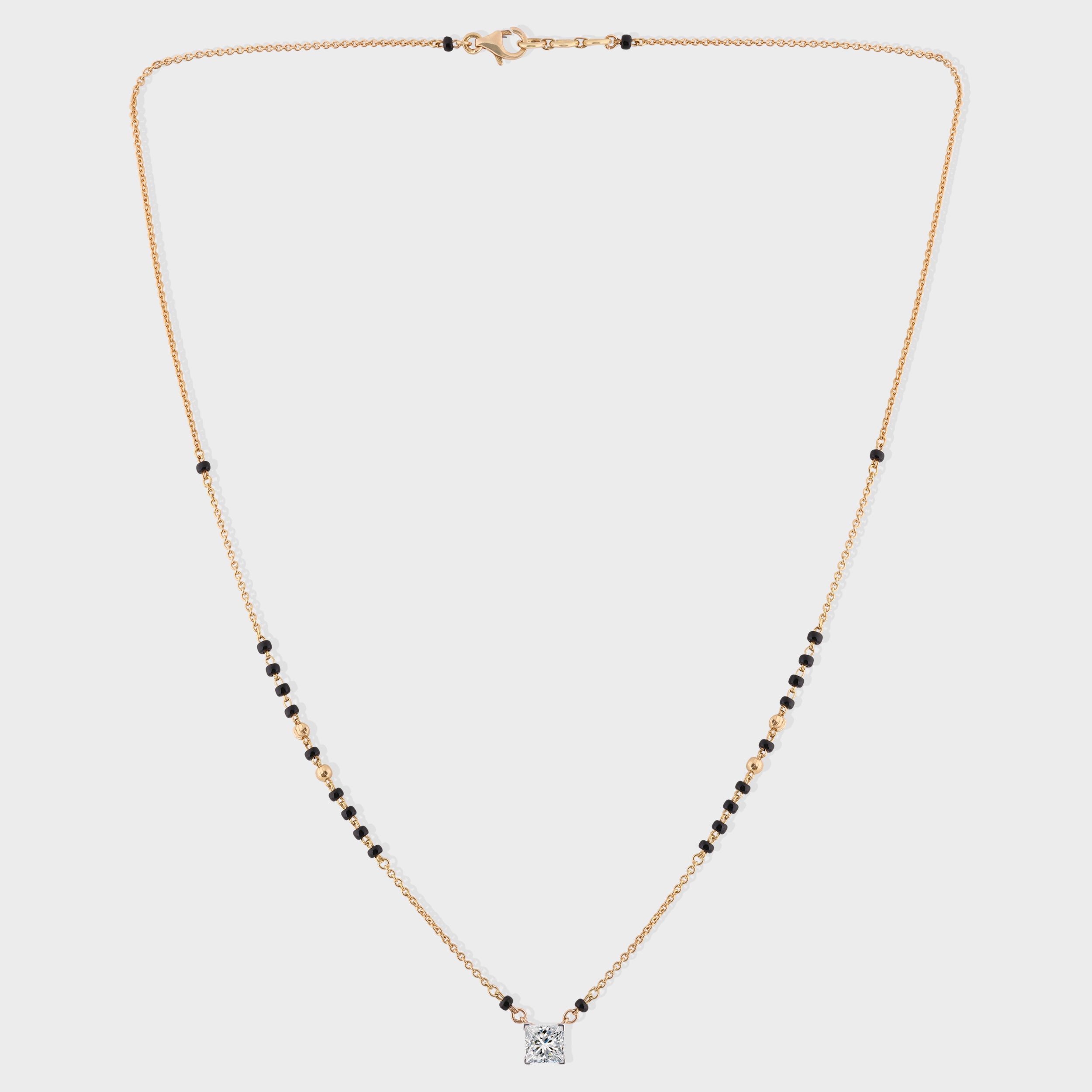 Princess Cut 1.000 Carat Solitaire Lab-Grown Diamond Mangalasutra | SKU: 0003559611