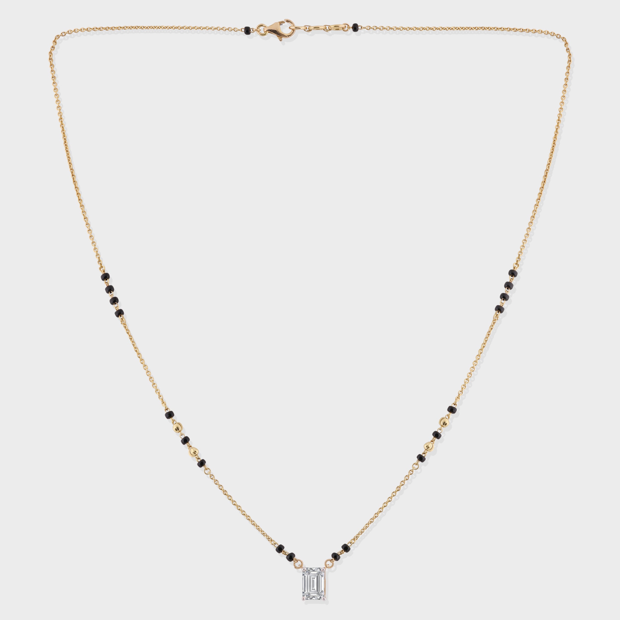 Emerald-Cut 1.510 Carat Solitaire Lab-Grown Diamond Mangalasutra | SKU: 0003527481