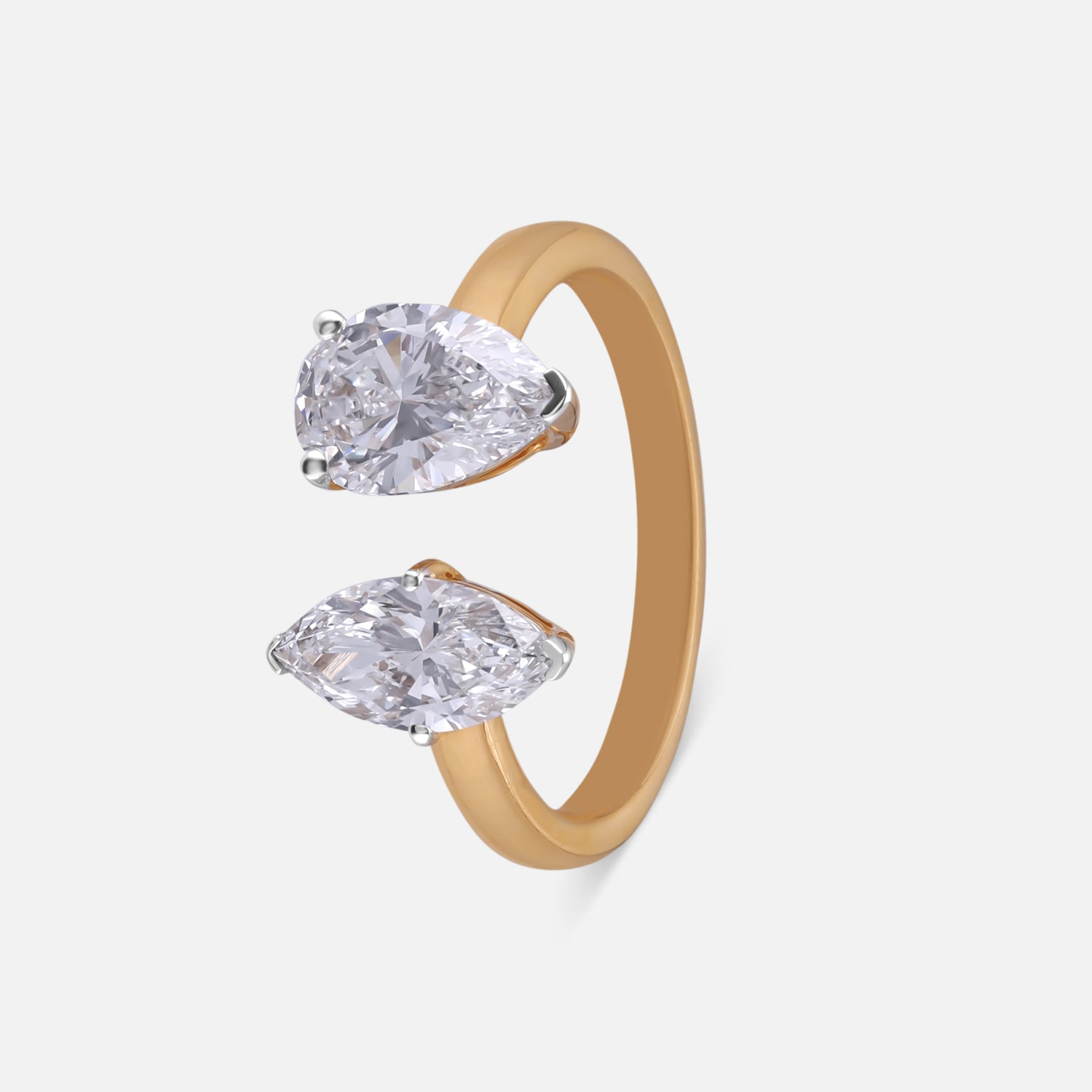 Dual Pear Lab Grown Diamond Open Ring in Rose Gold | SKU : 0021360817