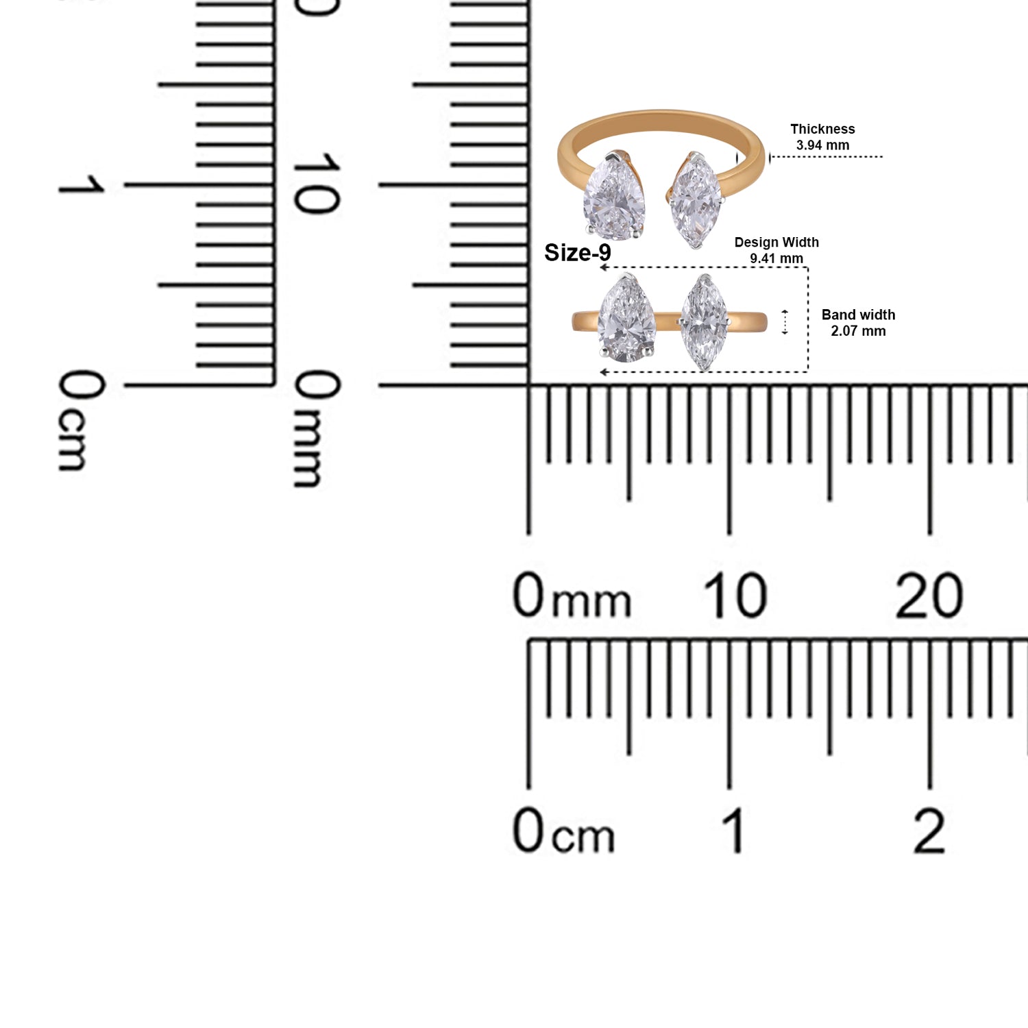 Dual Pear Lab Grown Diamond Open Ring in Rose Gold | SKU : 0021360817