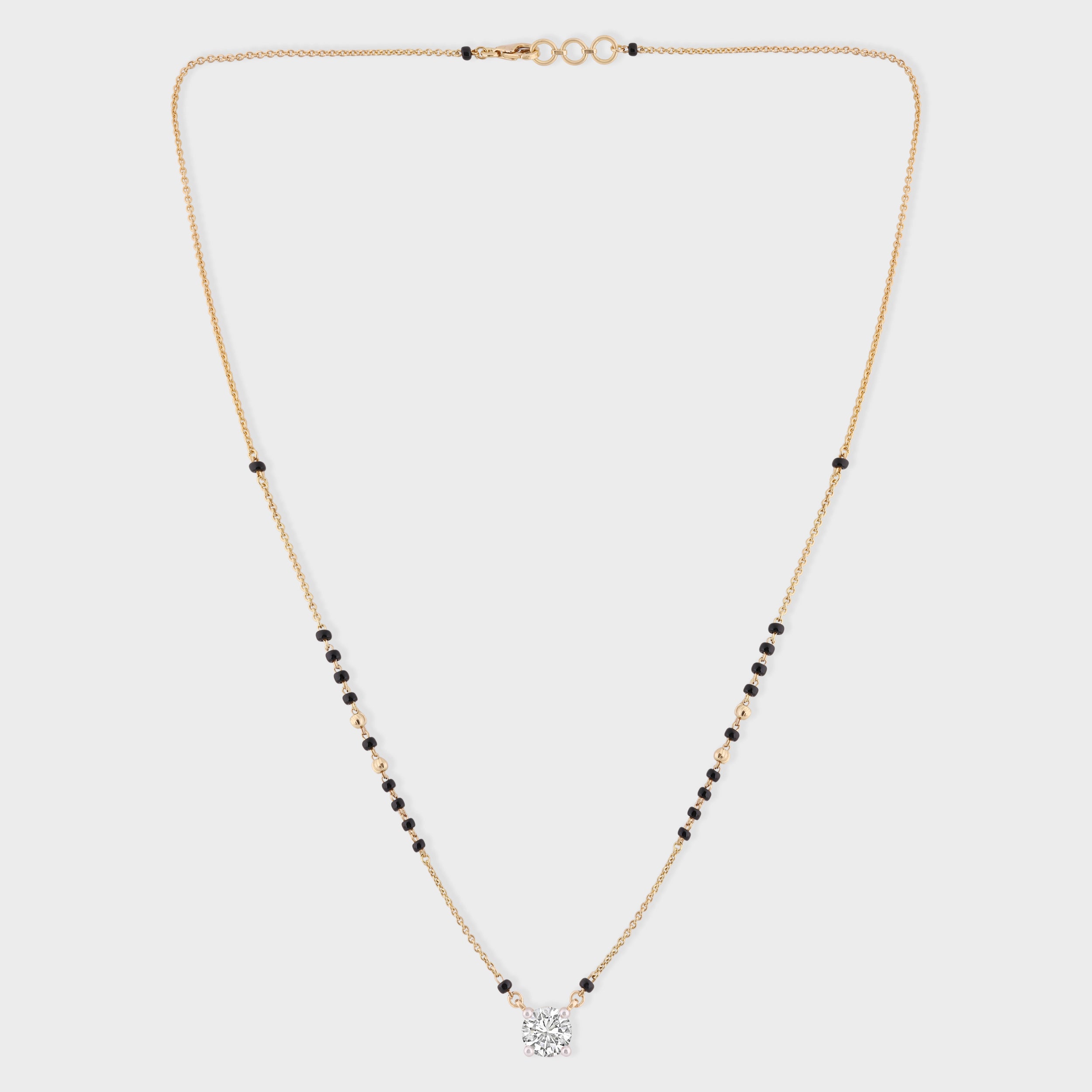 Round Brilliant 1.500 Carat Solitaire Lab-Grown Diamond Mangalasutra | SKU: 0021403538