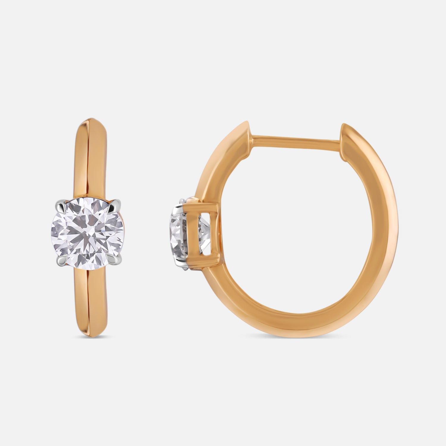 Classic Glow Round Brilliant Lab-Grown Diamond Hoop Earrings in Yellow Gold | SKU : 0021403583