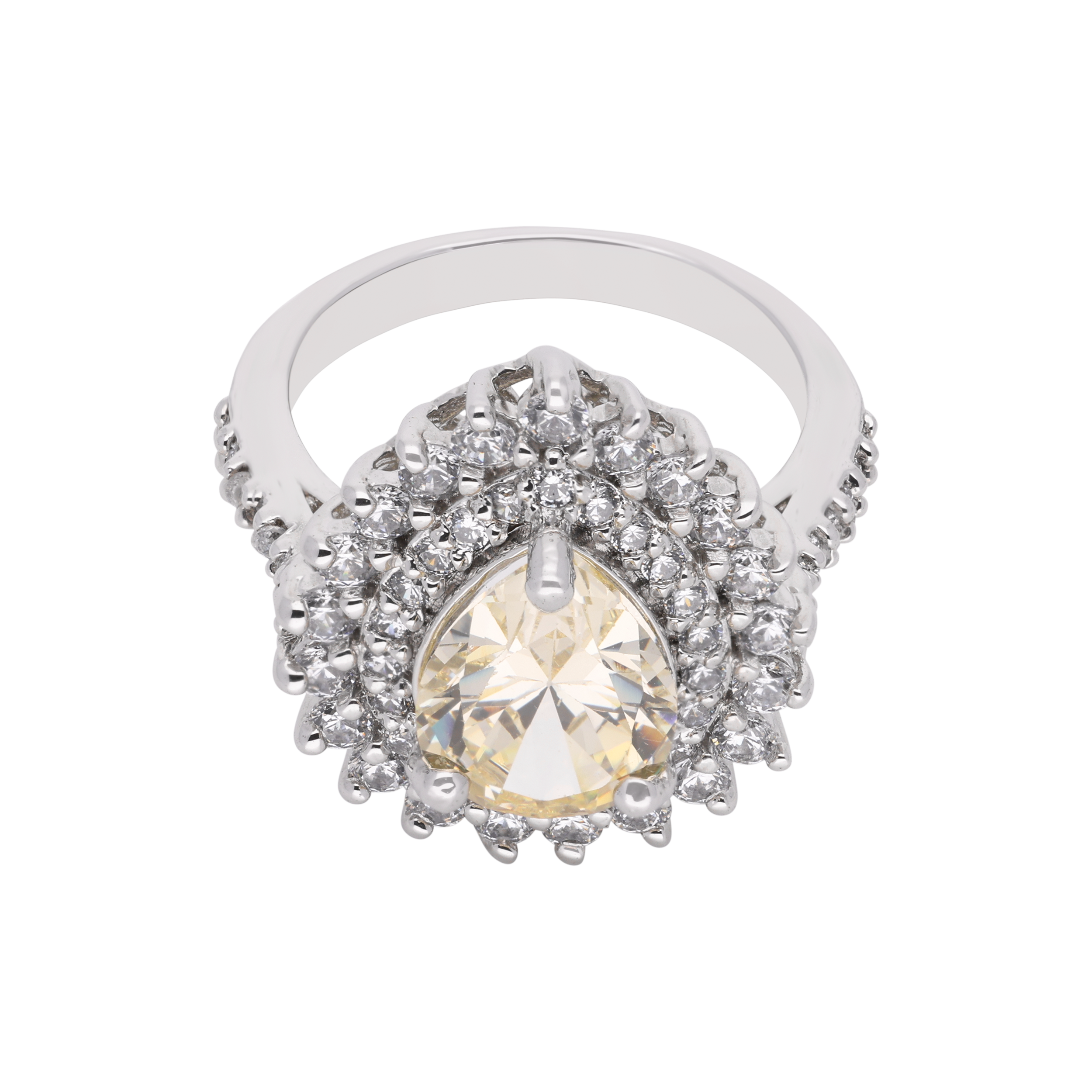 Sterling Silver Pear-Cut Halo Ring – A Statement of Elegance | SKU : 0021423147