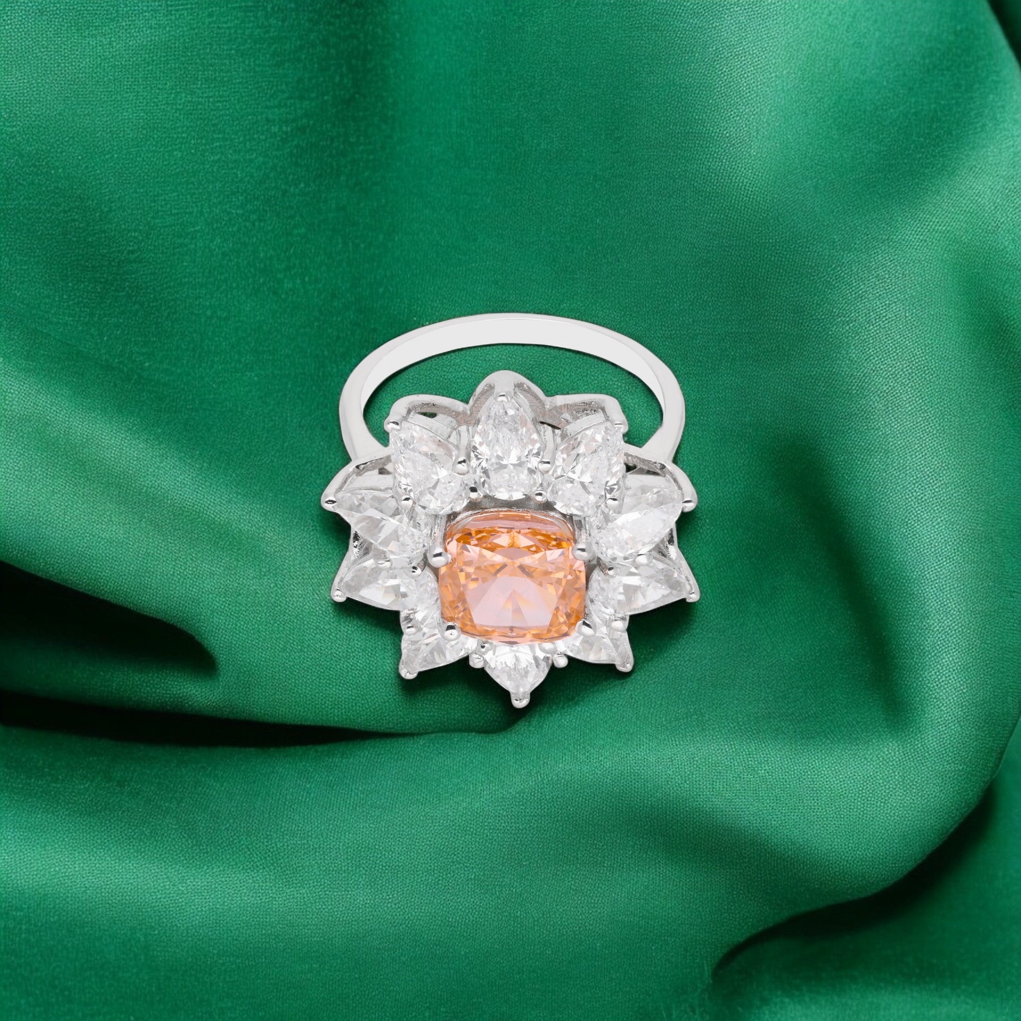 Sterling Silver Floral-Inspired Cocktail Ring – A Statement of Luxury | SKU : 0021423161