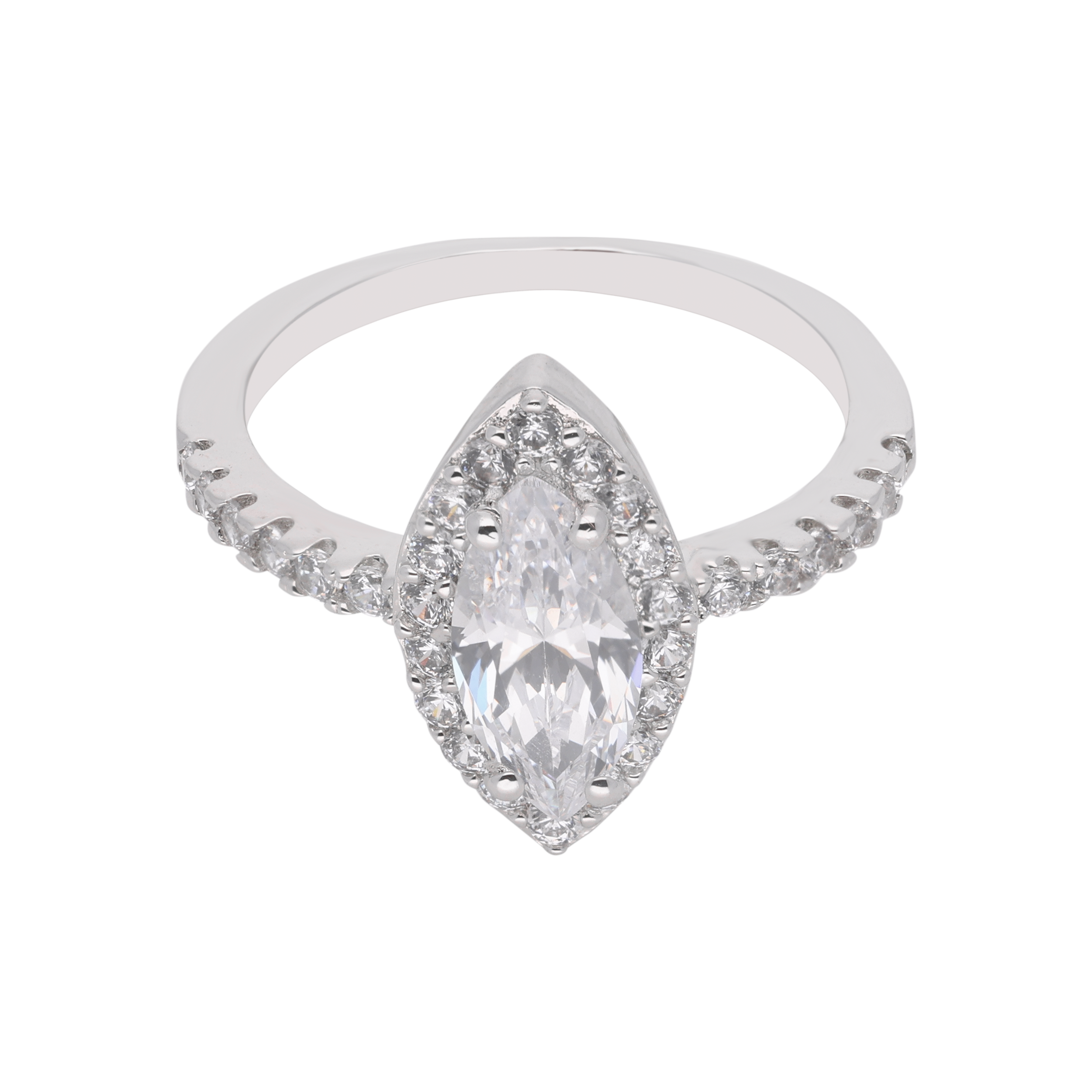 Sterling Silver Marquise Halo Ring – A Timeless Statement | SKU : 0021423260