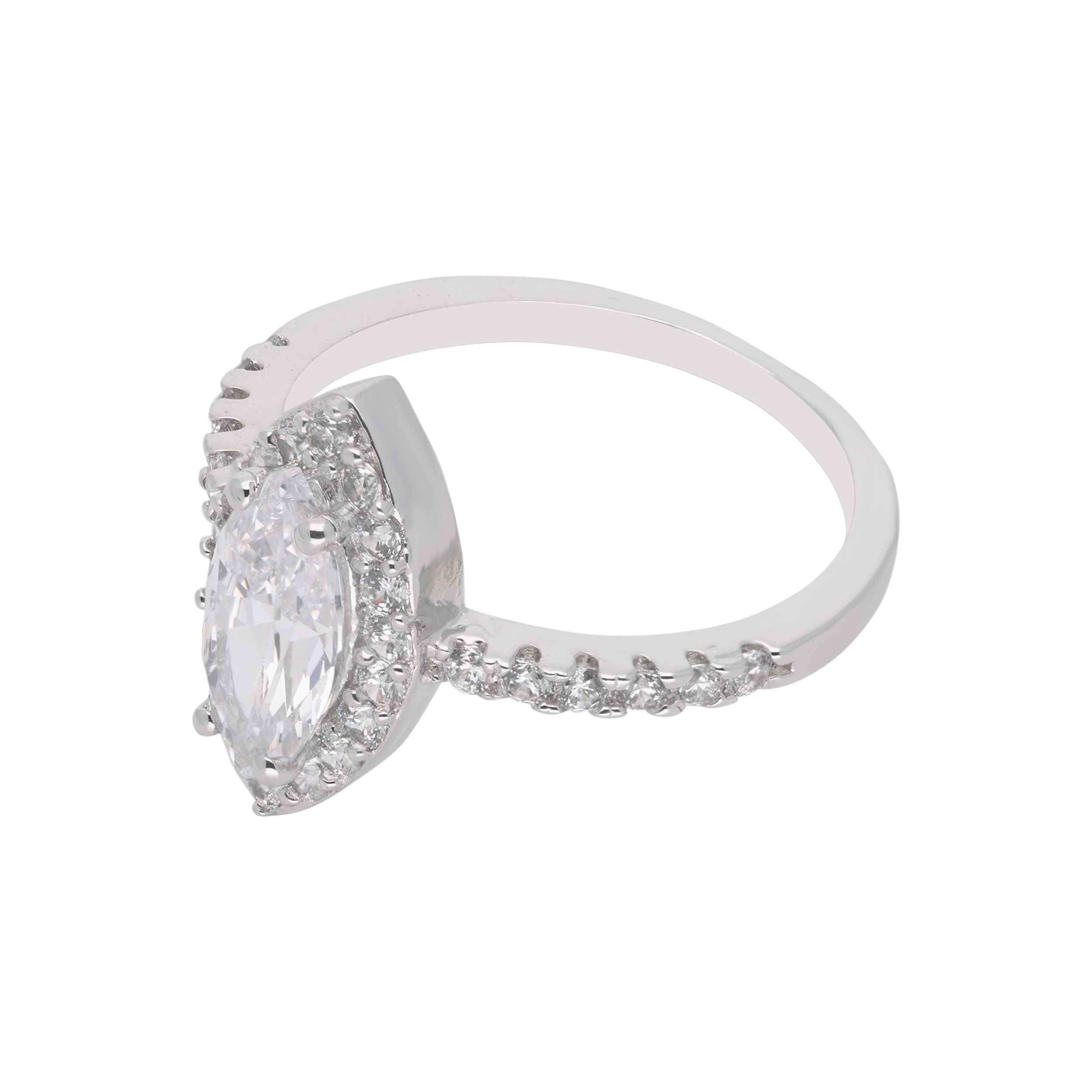 Sterling Silver Marquise Halo Ring – A Timeless Statement | SKU : 0021423260