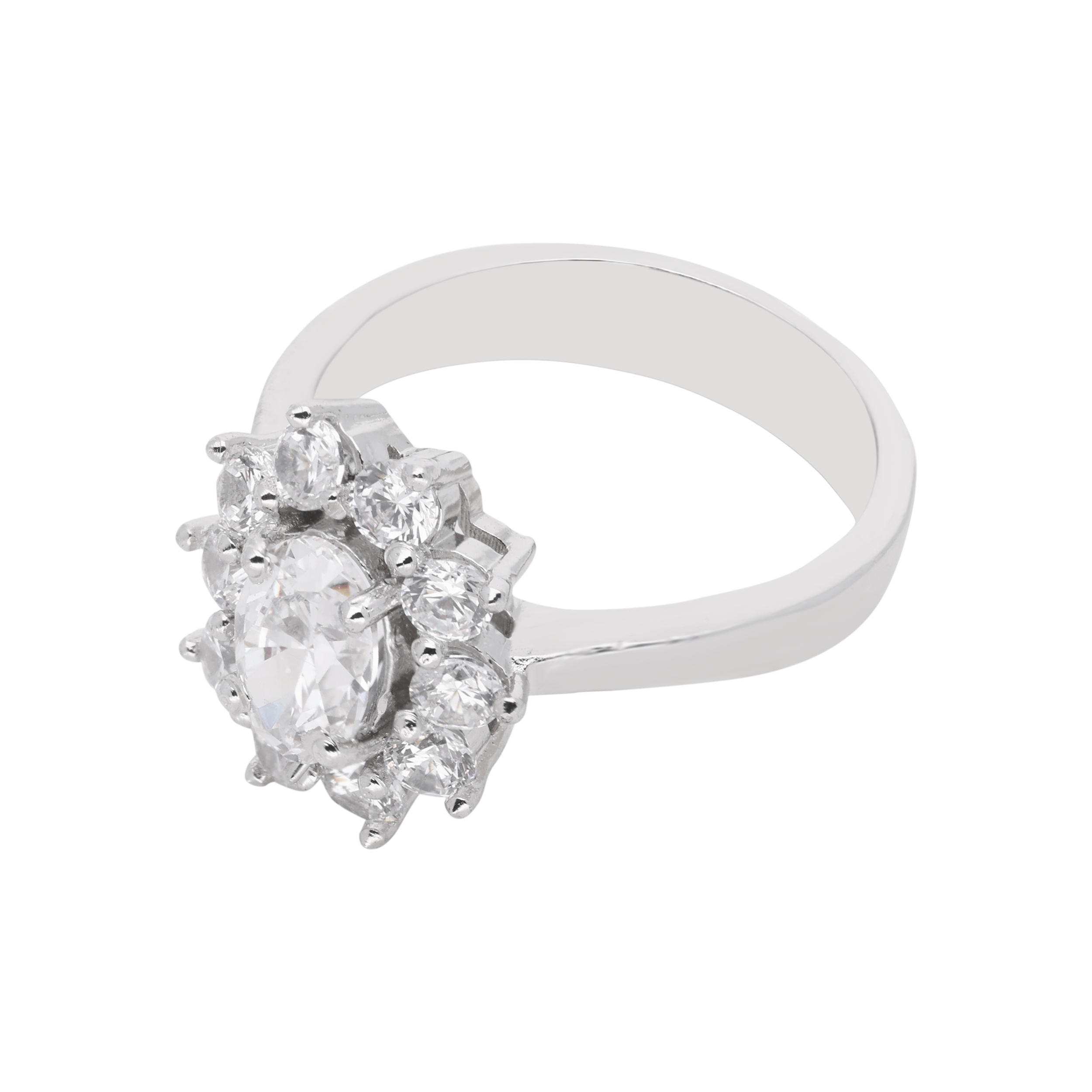 Timeless Bloom Sterling Silver Oval-Cut CZ Halo Ring | SKU : 0021423383