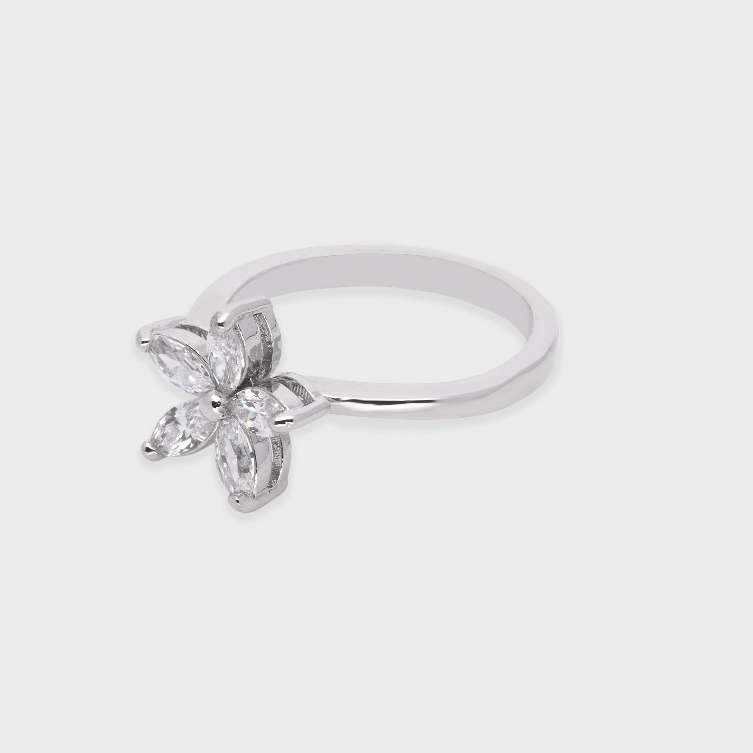 Floral Marquise-Cut Petal Ring in White Metal | SKU : 0021423451