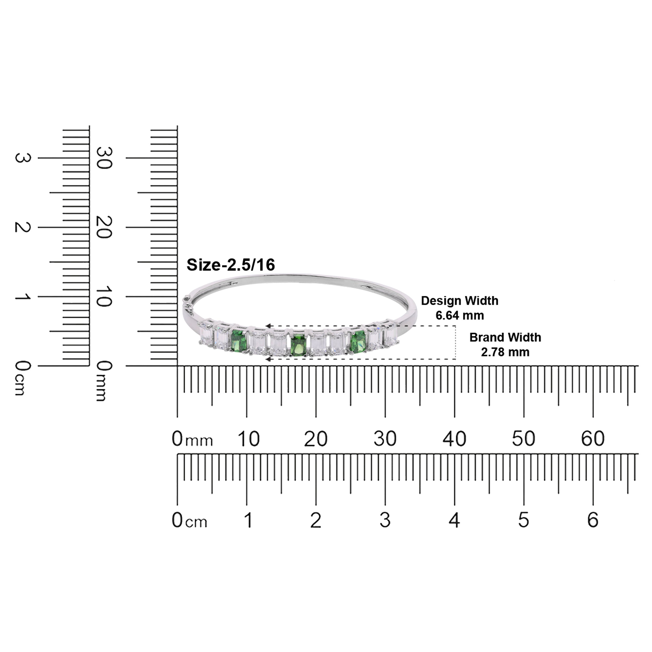 Emerald Green and White Stone Bangle in Silver Tone | SKU: 0021423628
