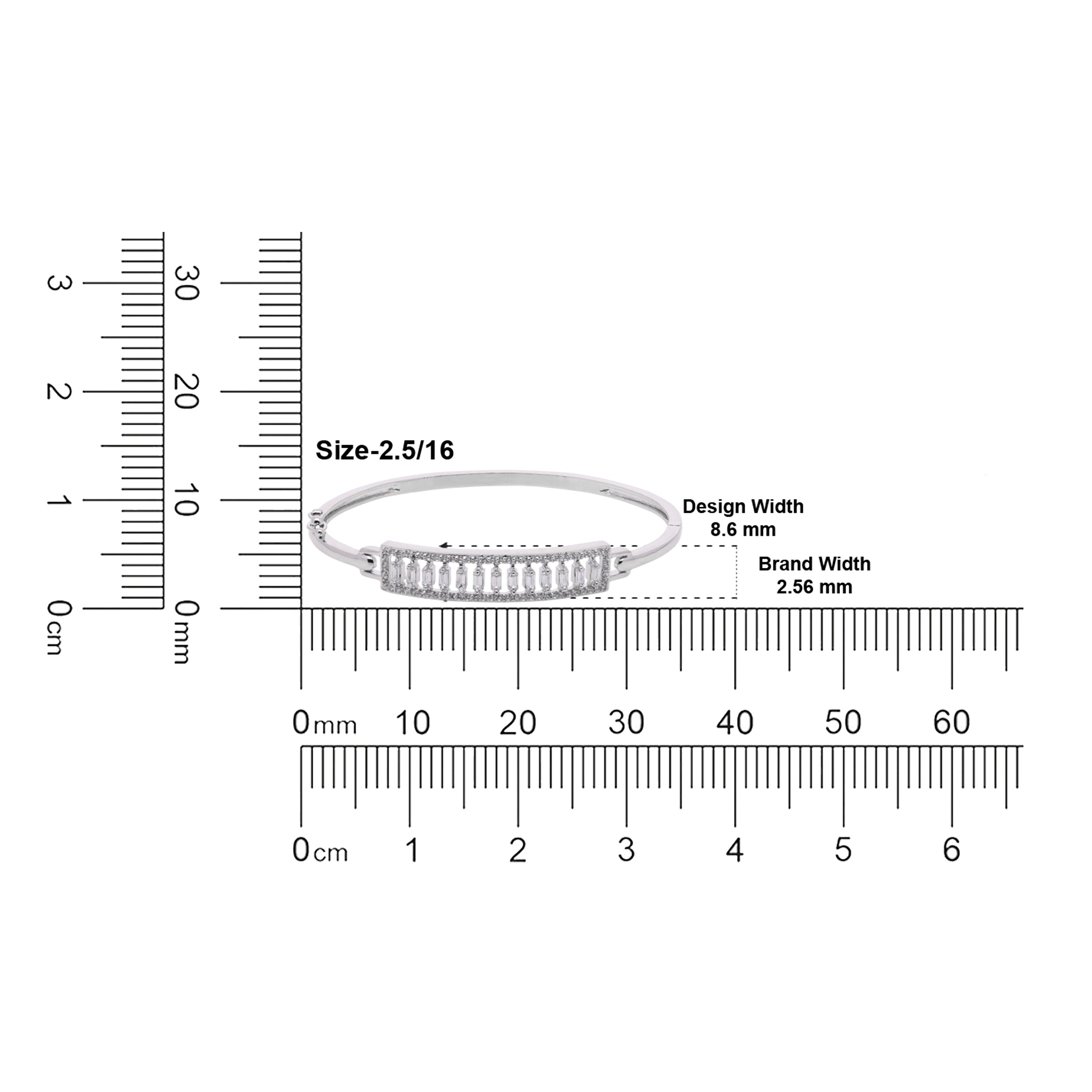 Baguette Stone Bar Bangle in Silver Tone | SKU: 0021423642