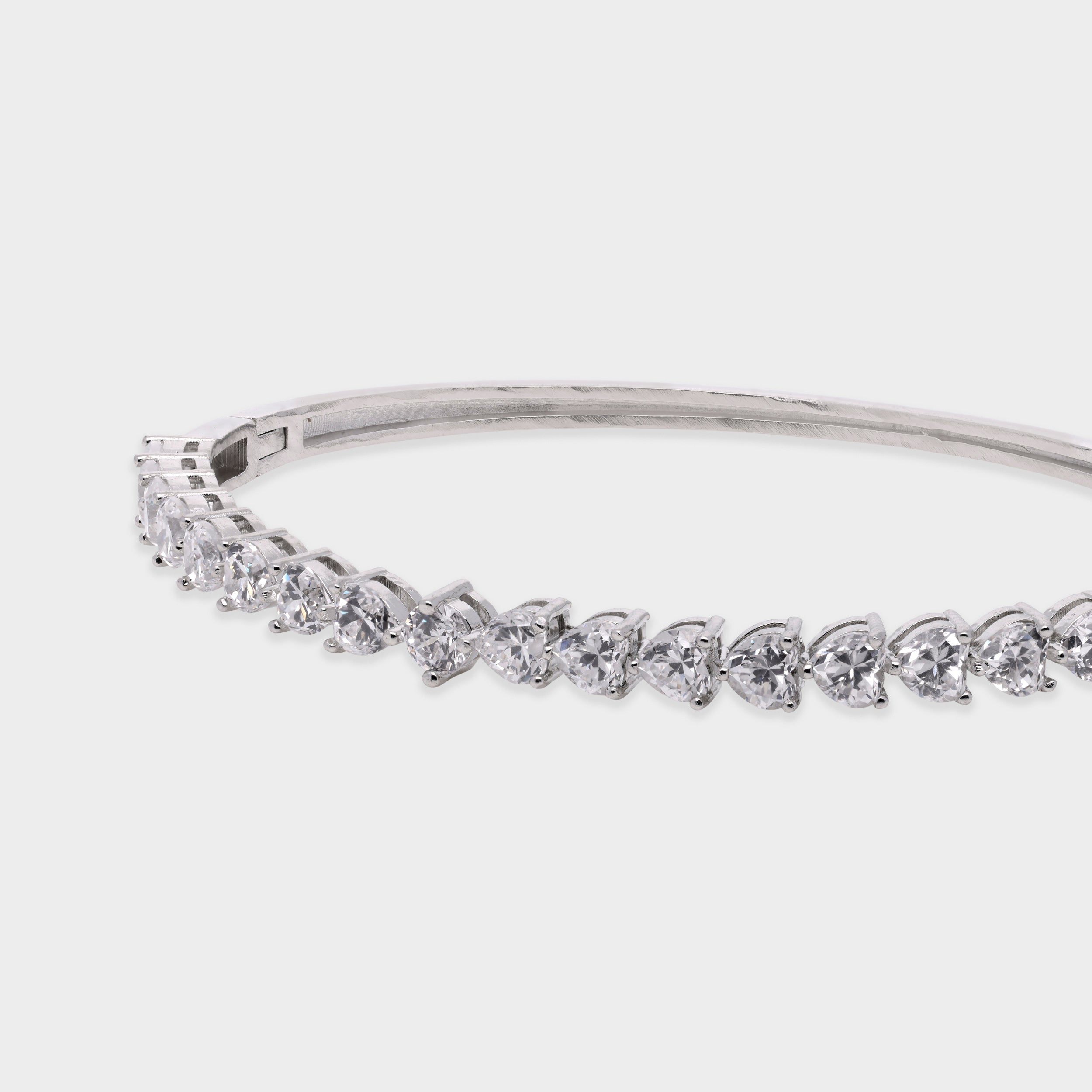 Petal Cascade Sterling Silver Bangle with Dual-Cut Stones | SKU: 0021423666