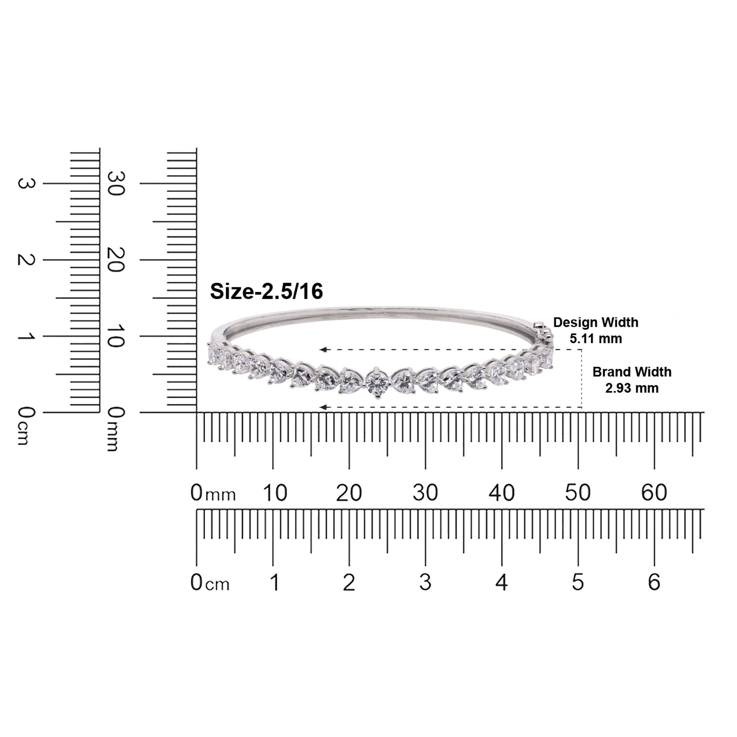 Petal Cascade Sterling Silver Bangle with Dual-Cut Stones | SKU: 0021423666