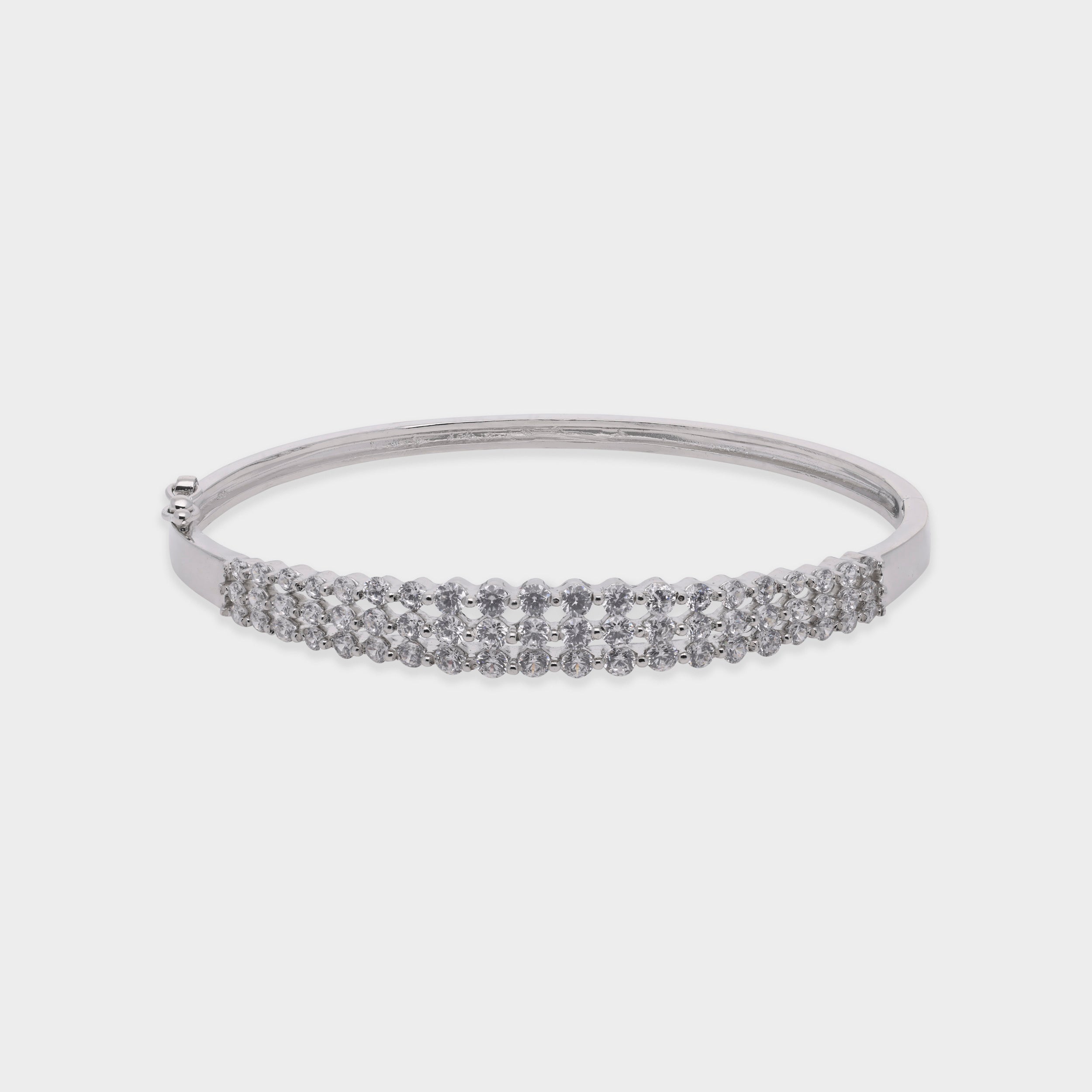 Triple Row Classic Sparkle Bangle in Sterling Silver | SKU: 0021423673