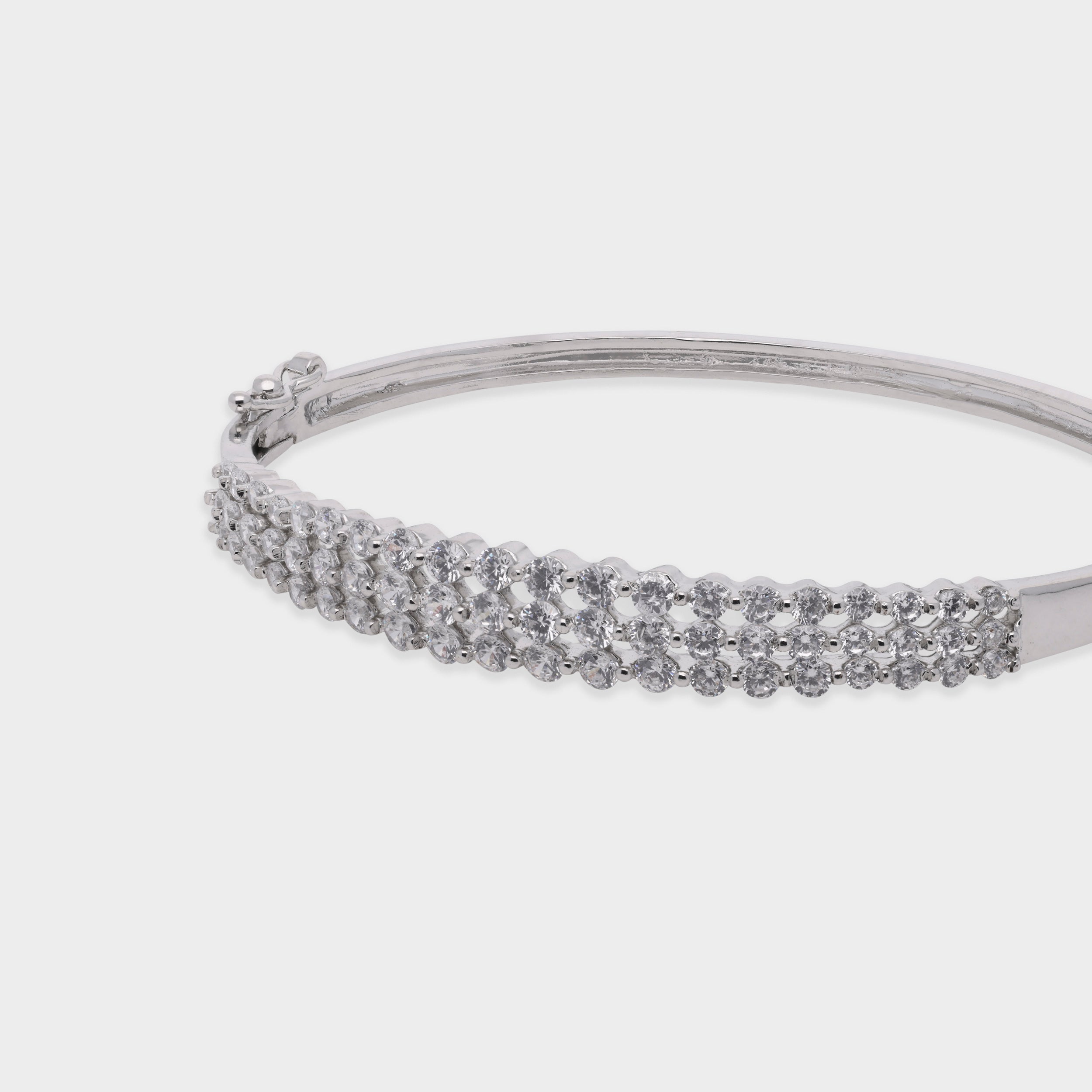Triple Row Classic Sparkle Bangle in Sterling Silver | SKU: 0021423673