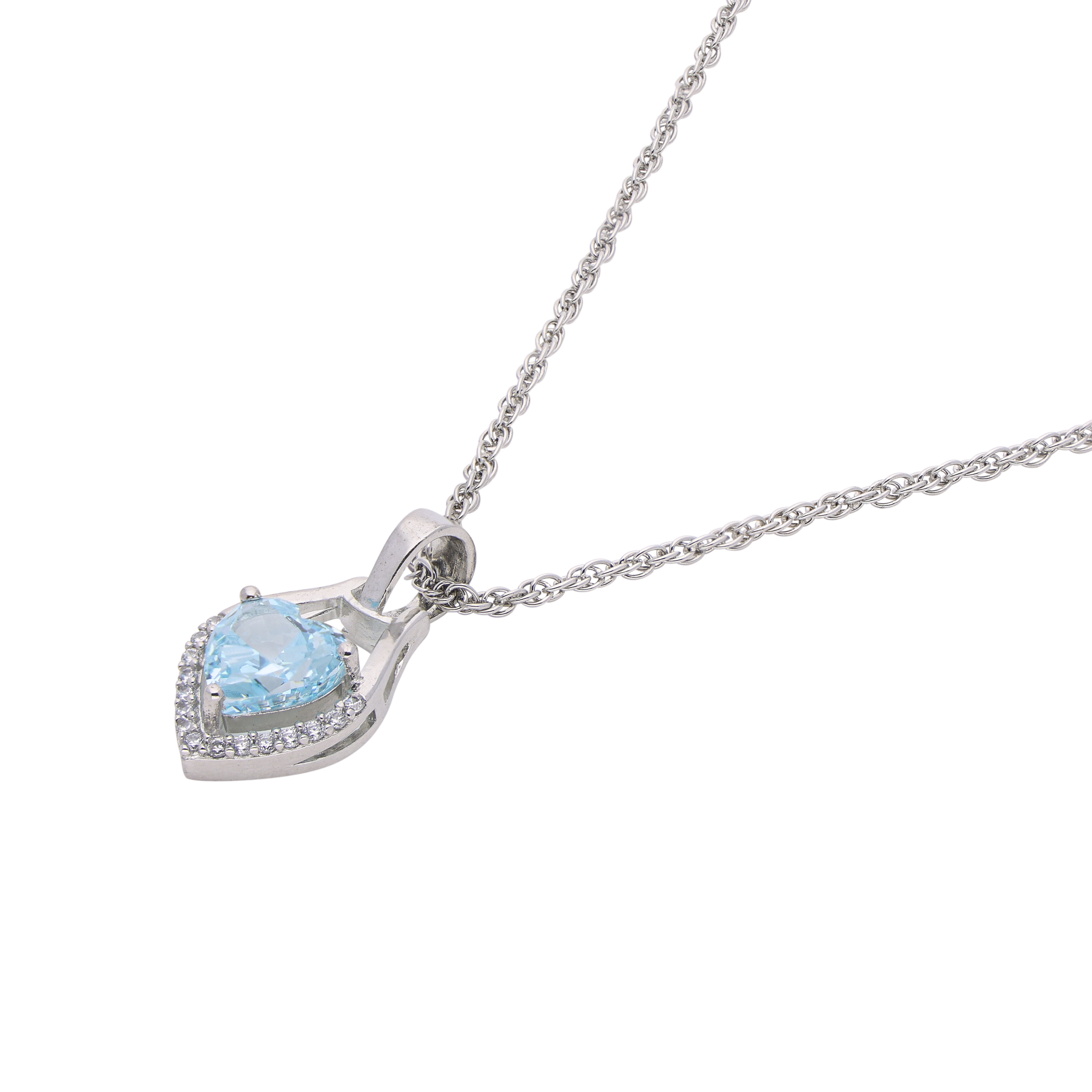 Elegant Blue Heart Pendant Necklace – Sterling Silver Charm | SKU : 0021423833, 0021423857