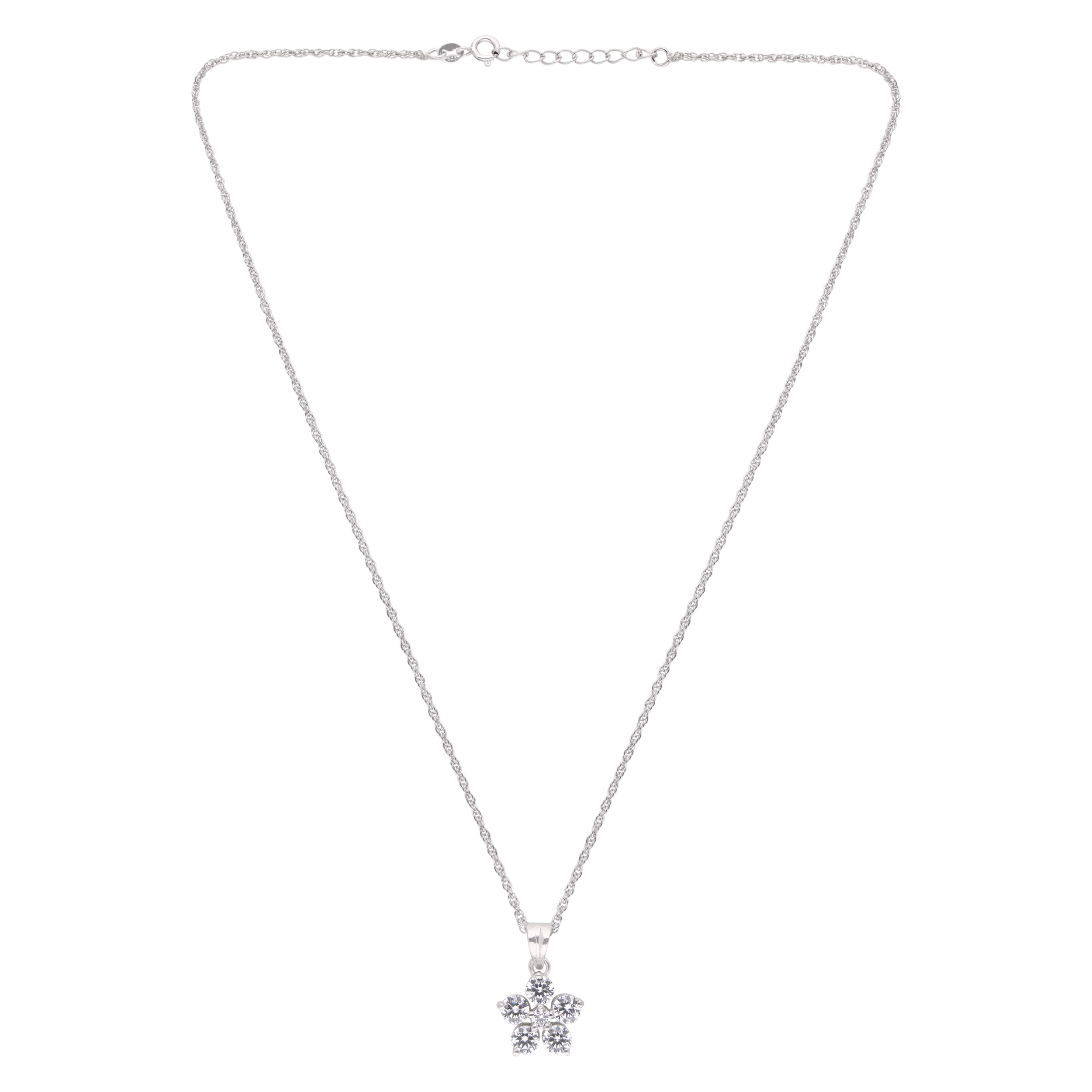 Blossom Elegance Sterling Silver Floral Pendant Necklace | SKU : 0003579176, 0021424021, 0021424038