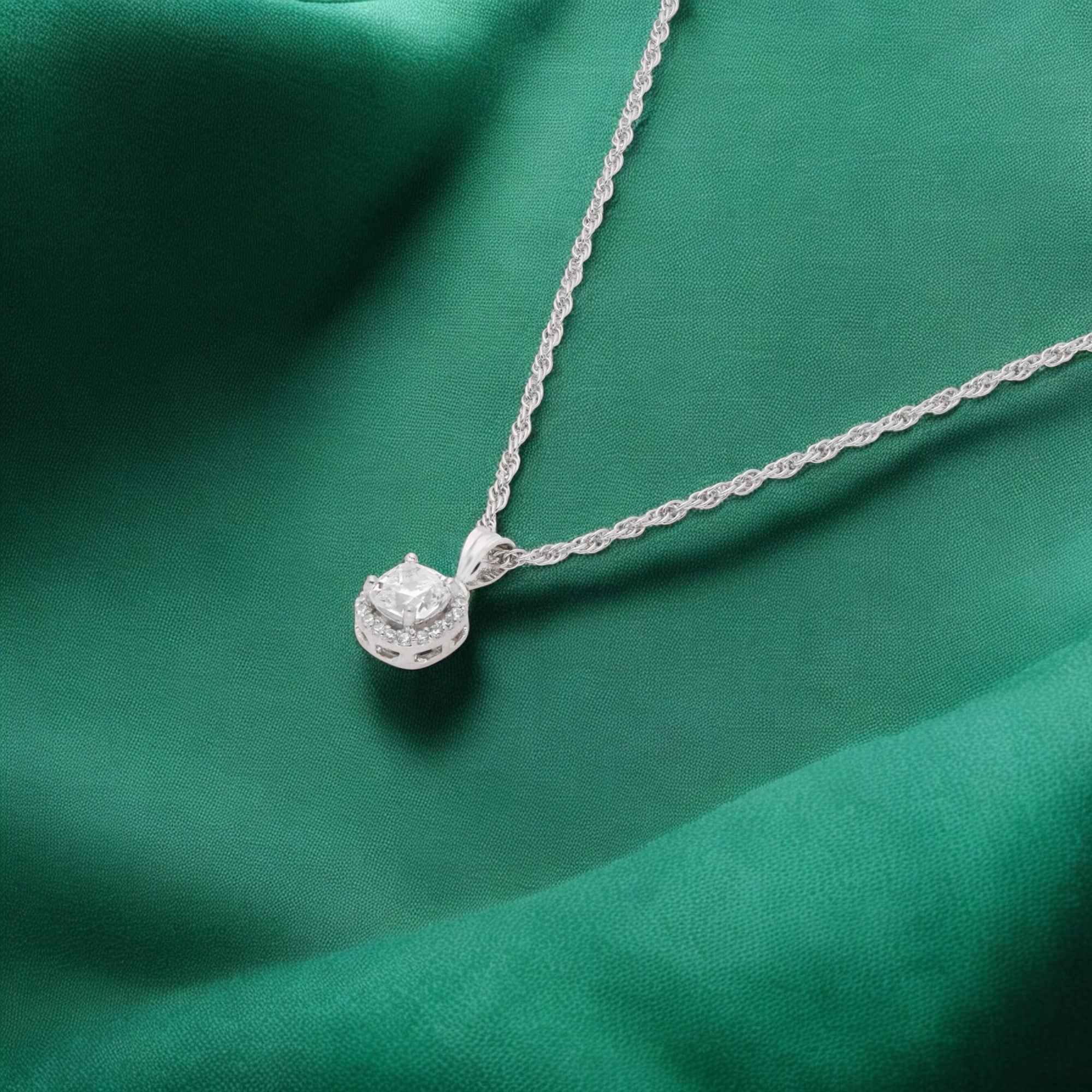 Timeless Spark Sterling Silver Round Halo Pendant Necklace | SKU : 0003579251, 0021424144, 0021424151