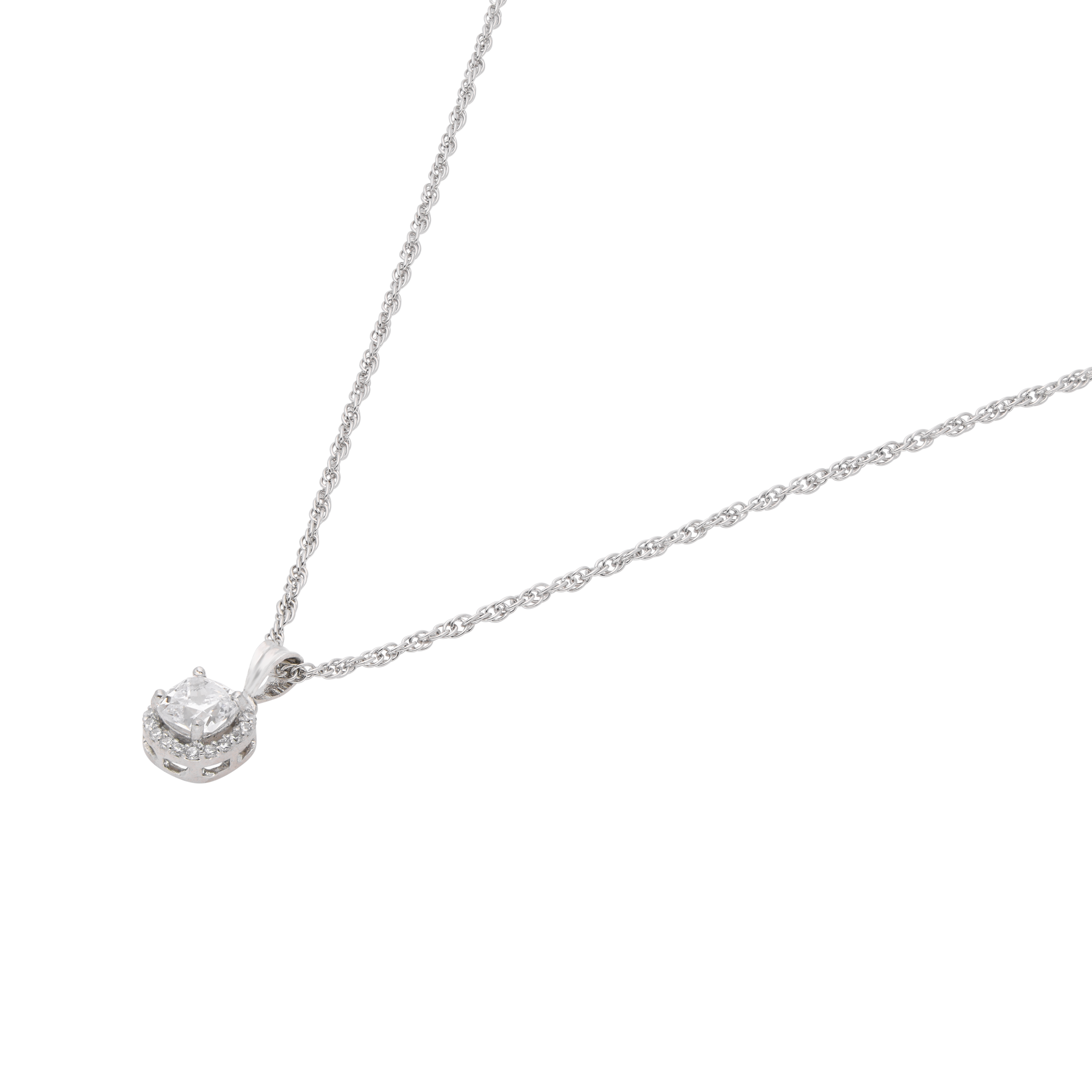 Timeless Spark Sterling Silver Round Halo Pendant Necklace | SKU : 0003579251, 0021424144, 0021424151