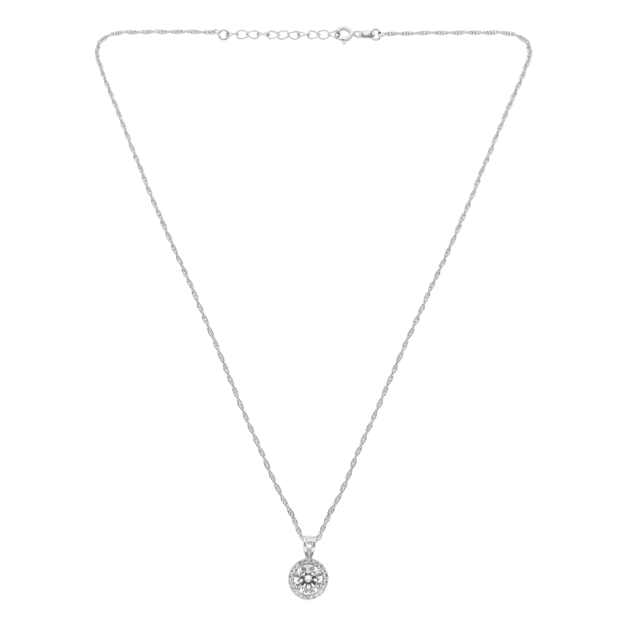 Luminous Charm Sterling Silver Round Cluster Pendant Necklace | SKU : 0003579299, 0021424229, 0021424236