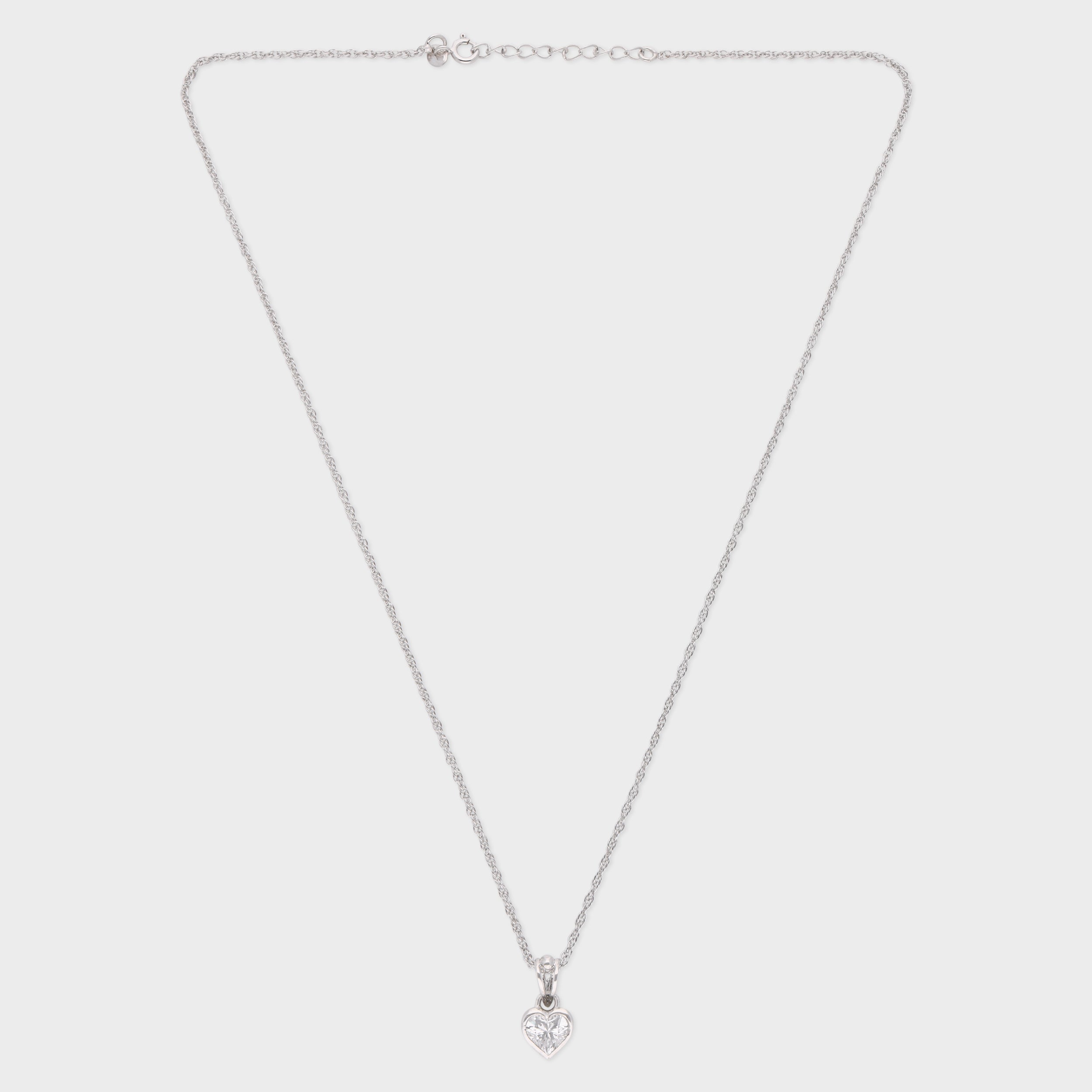 Heart-Shaped Solitaire Pendant Necklace in Sterling Silver | SKU : 0003579336, 0021424304, 0021424311