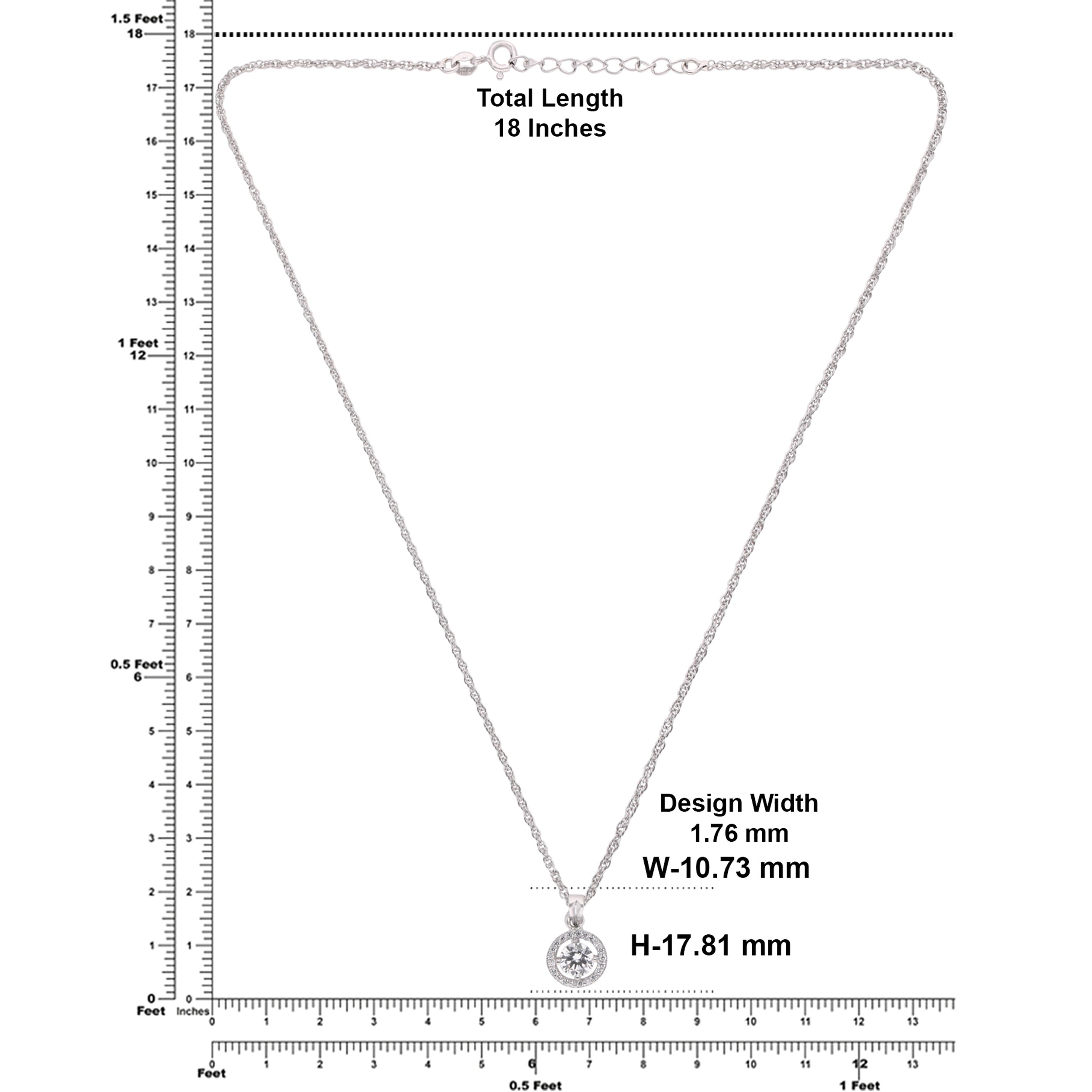 Halo-Set Solitaire Pendant Necklace in Sterling Silver | SKU : 0003579350, 0021424342, 0021424359