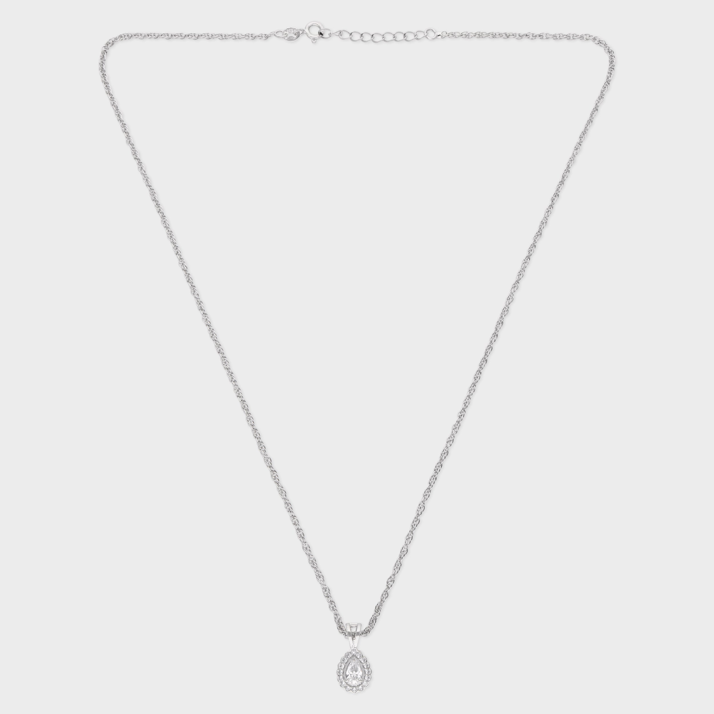 Double Halo Teardrop Pendant Necklace in Sterling Silver | 0003579381, 0021424472, 0021424465