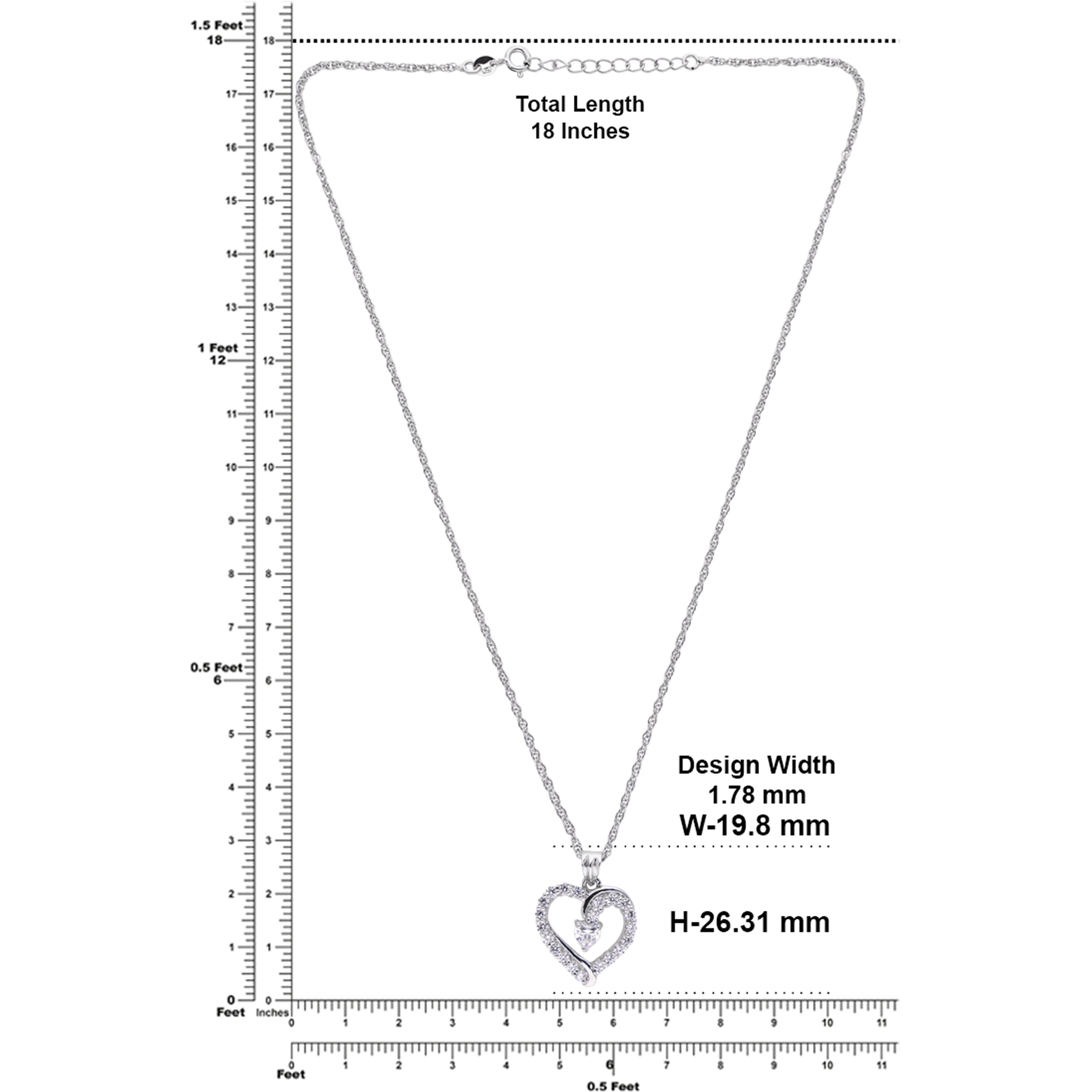 Sterling Silver Double Heart Pendant Necklace with Sparkling Stones | SKU : 0021456367, 0021456350, 0021456466, 0021456374