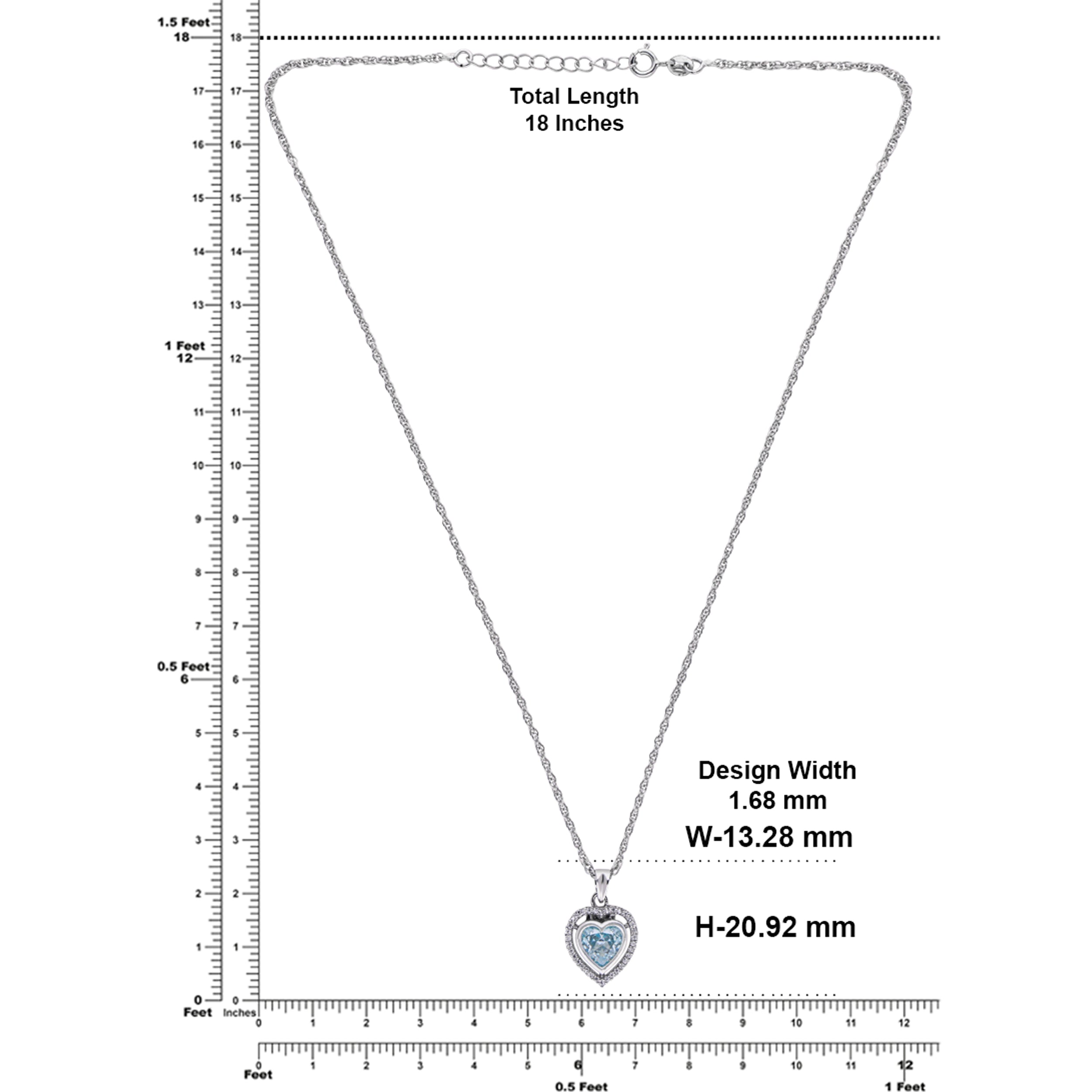 Sterling Silver Heart Pendant Necklace with Sparkling Blue Stone | SKU : 0021456695, 0021456671