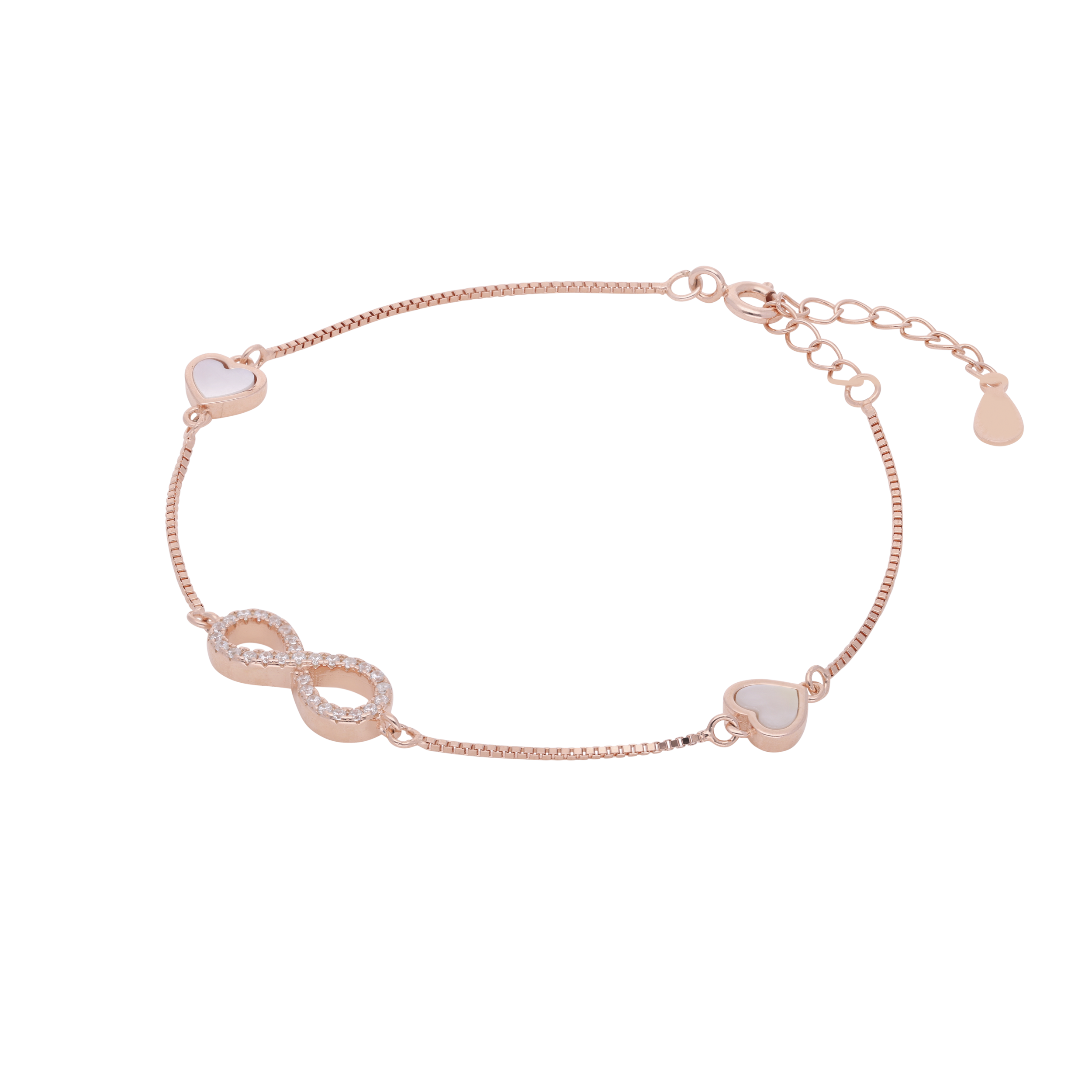 Infinity Heart Bracelet with Mother-of-Pearl Accents and Sparkling Infinity Charm | SKU : 0021525391, 0021525384, 0003624210