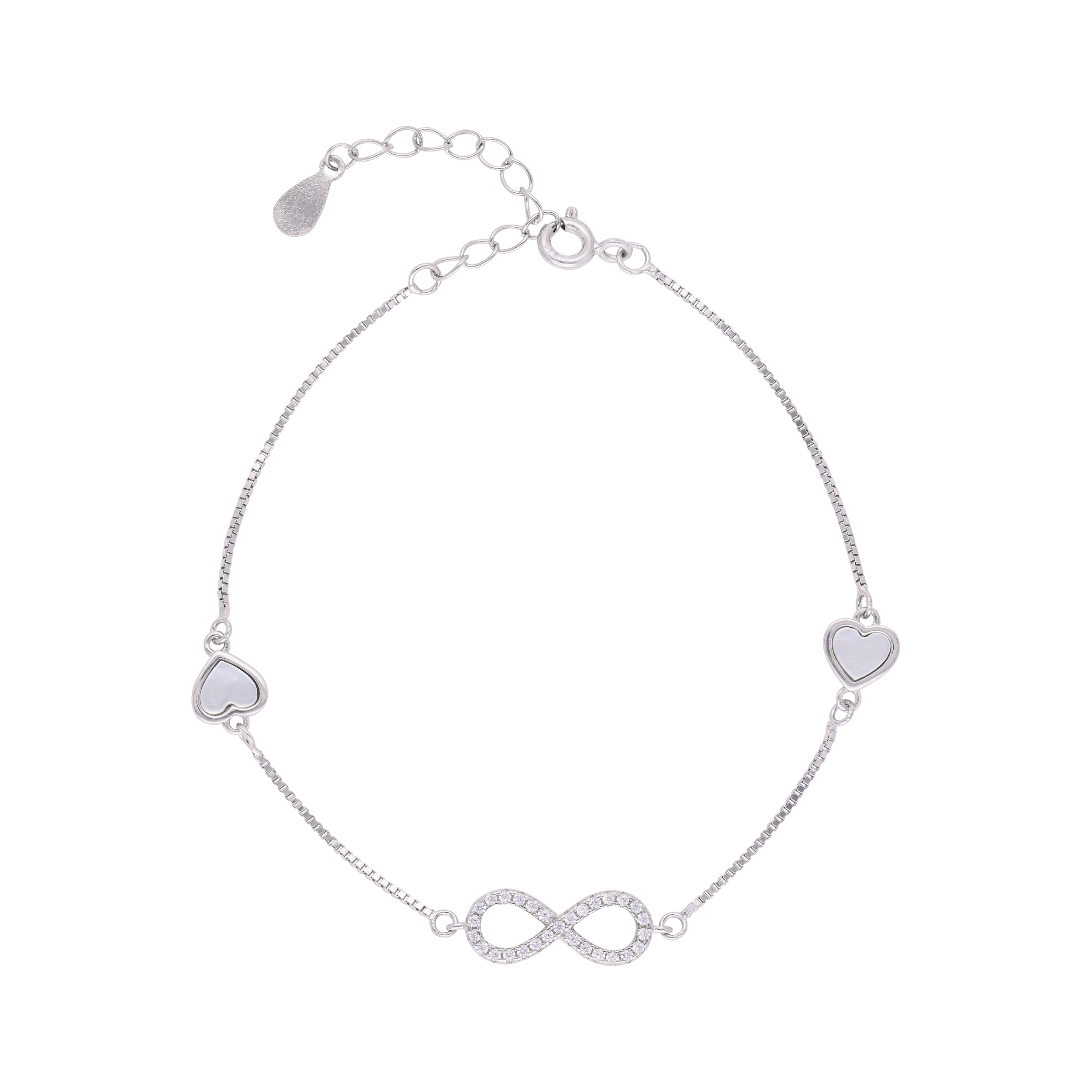 Infinity Heart Bracelet with Mother-of-Pearl Accents and Sparkling Infinity Charm | SKU : 0021525391, 0021525384, 0003624210
