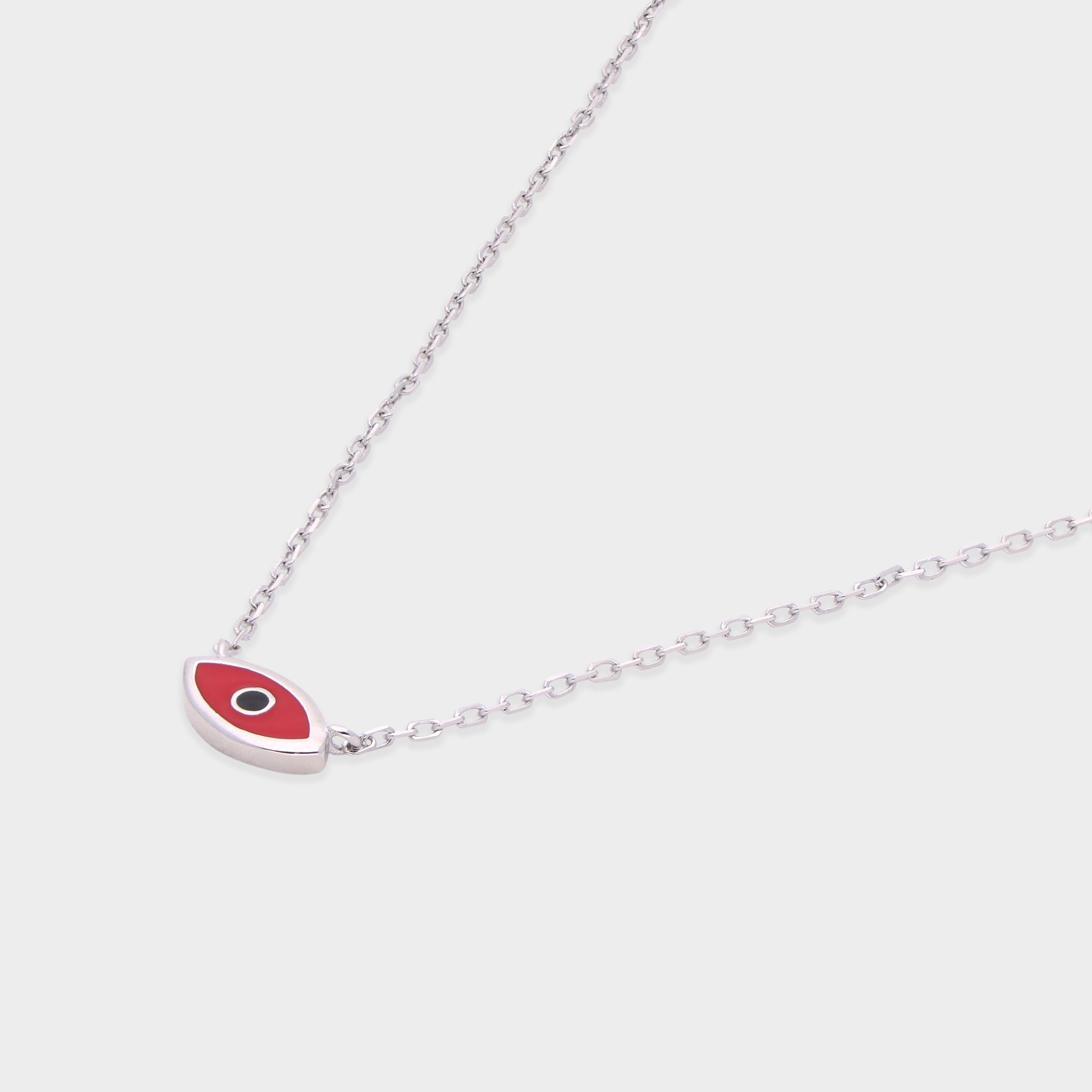 Evil Eye Charm Necklace in Silver Tone – Pink & Red Variants | SKU : 0021525773, 0021525766, 0003624074, 0021525759, 0003624067