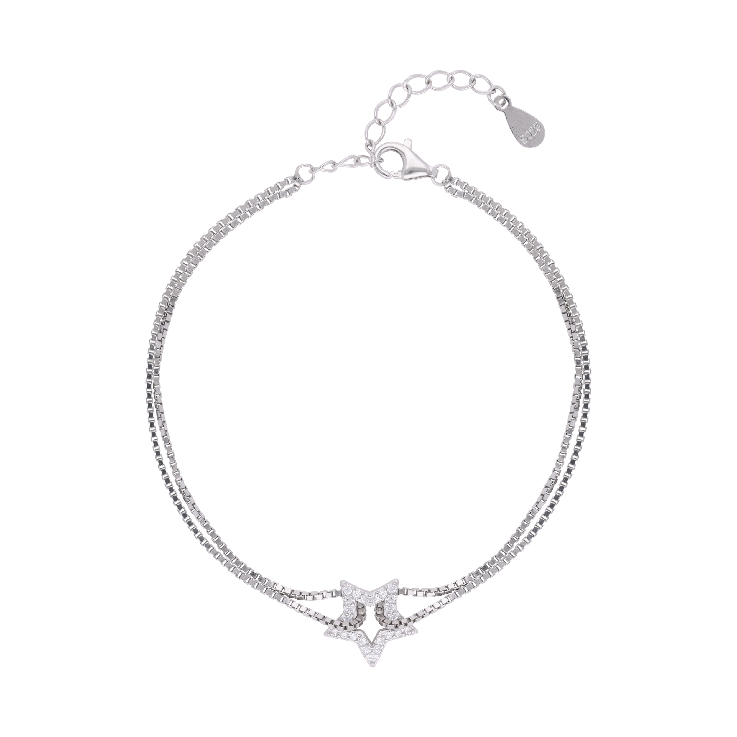 Silver-Toned Dual-Strand Bracelet with Star Motif | SKU : 0021525797, 0021525803
