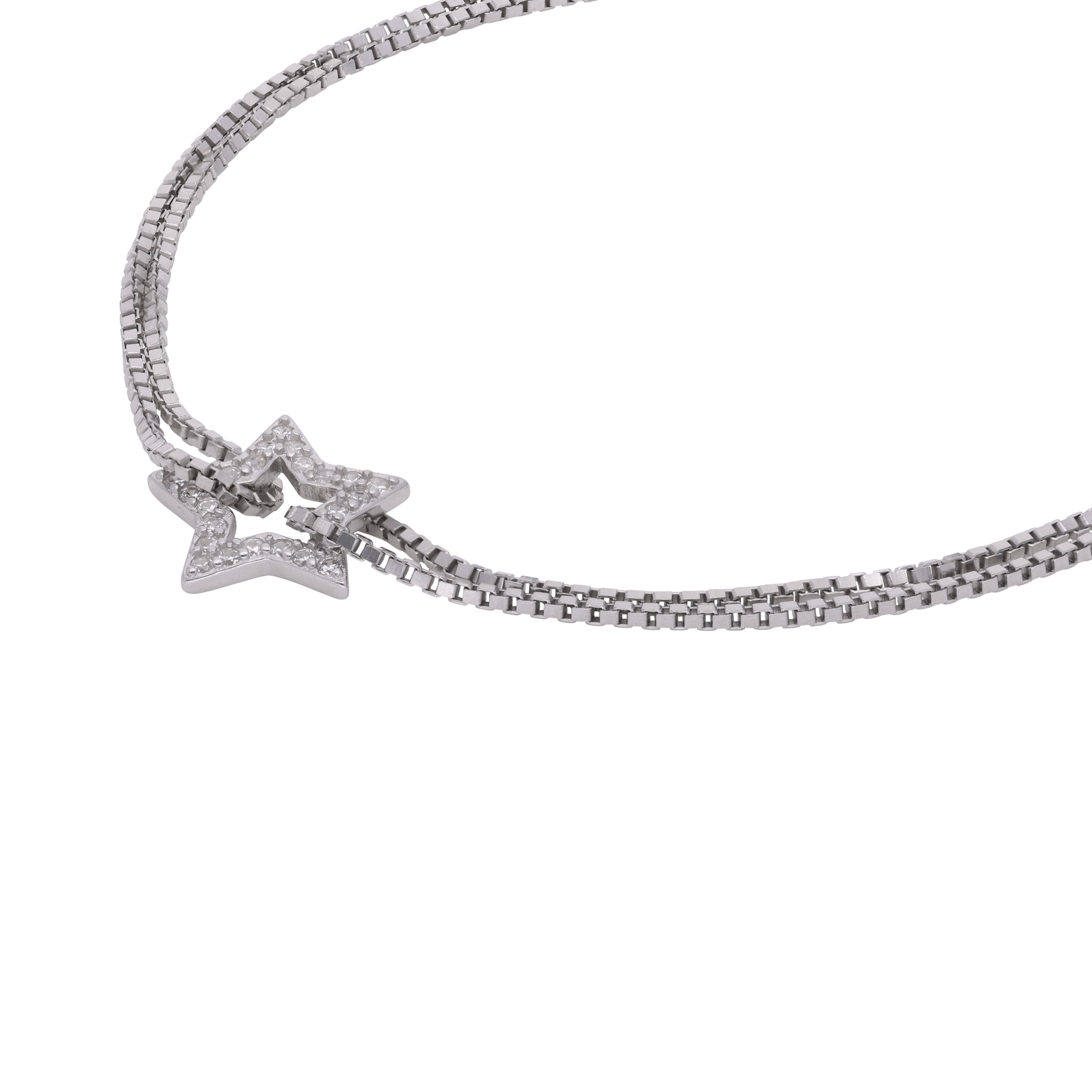 Silver-Toned Dual-Strand Bracelet with Star Motif | SKU : 0021525797, 0021525803
