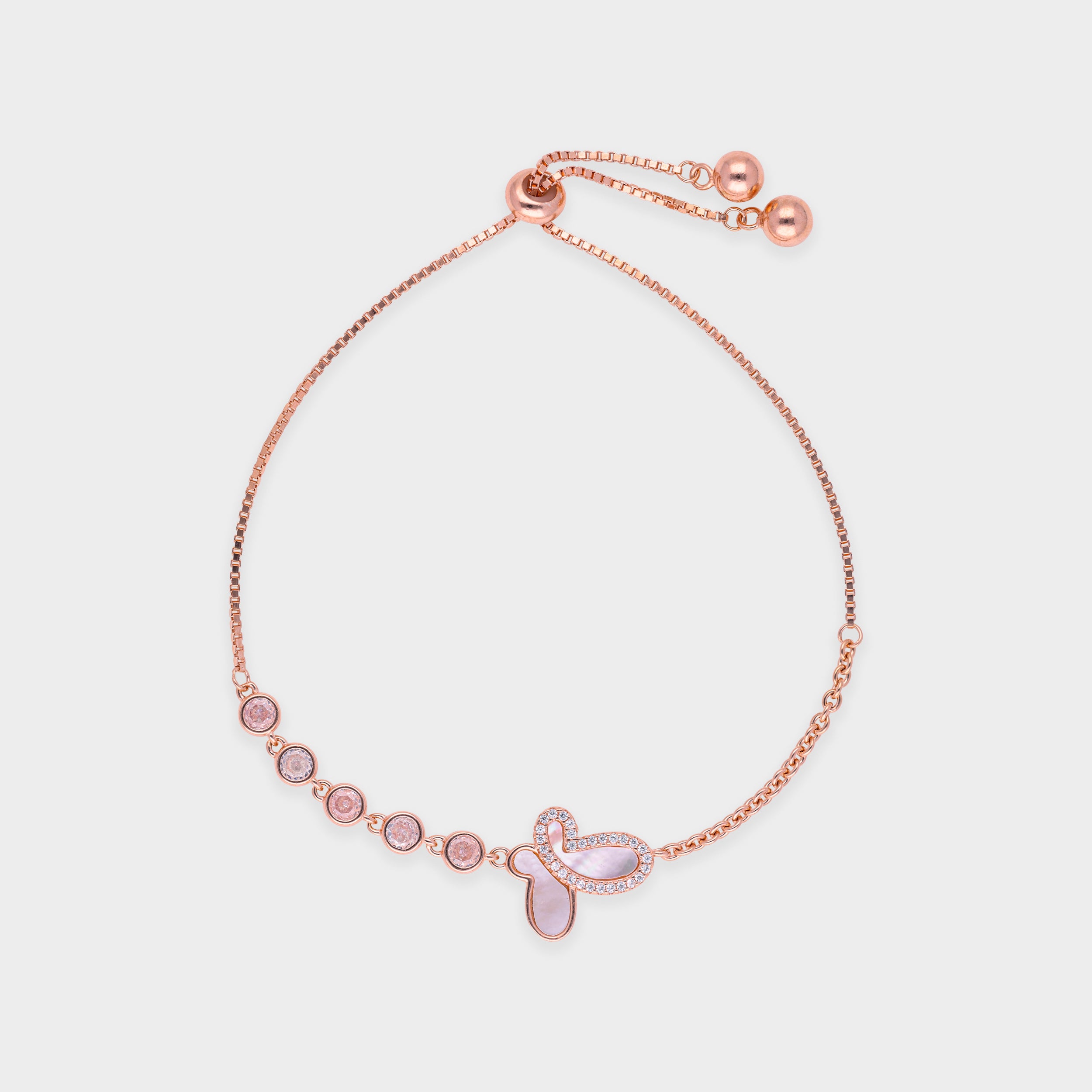 Silver Adjustable Bracelet with Butterfly and Bezel-Set Stones | SKU : 0021525865, 0021525780, 0021525858
