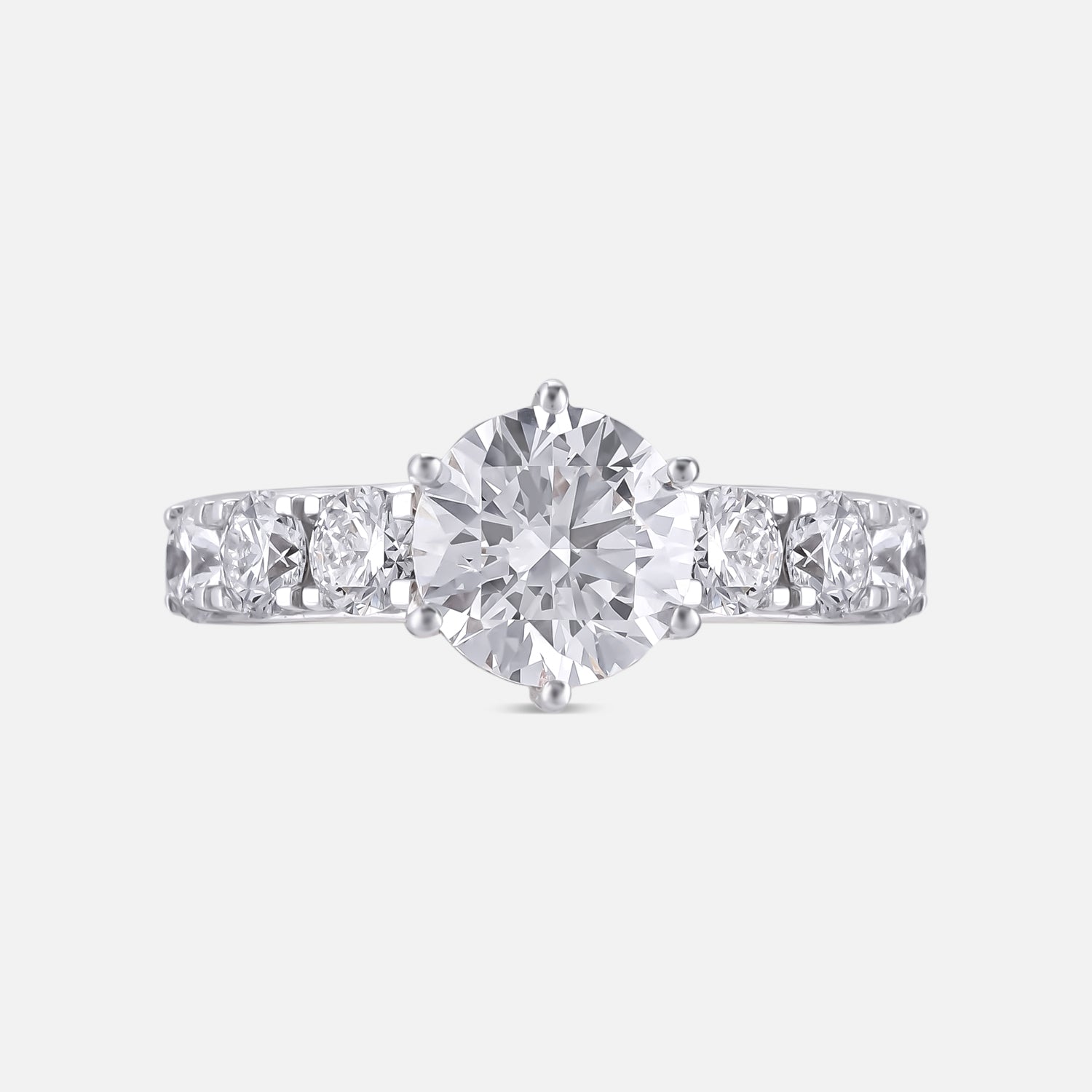 Lab-Grown Brilliant Round Diamond Ring with Graduated Side Stones in Gold | SKU : 0021529283