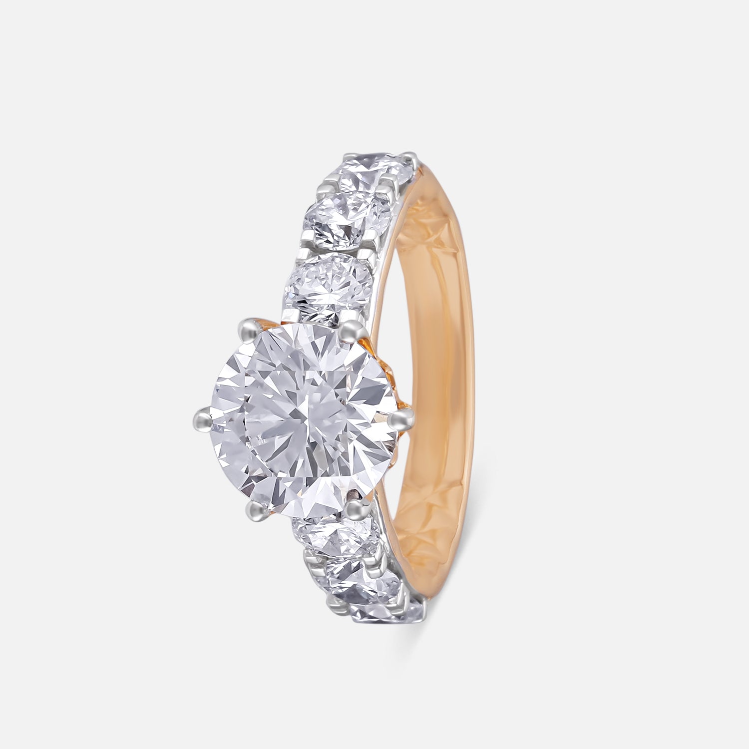 Lab-Grown Brilliant Round Diamond Ring with Graduated Side Stones in Gold | SKU : 0021529283