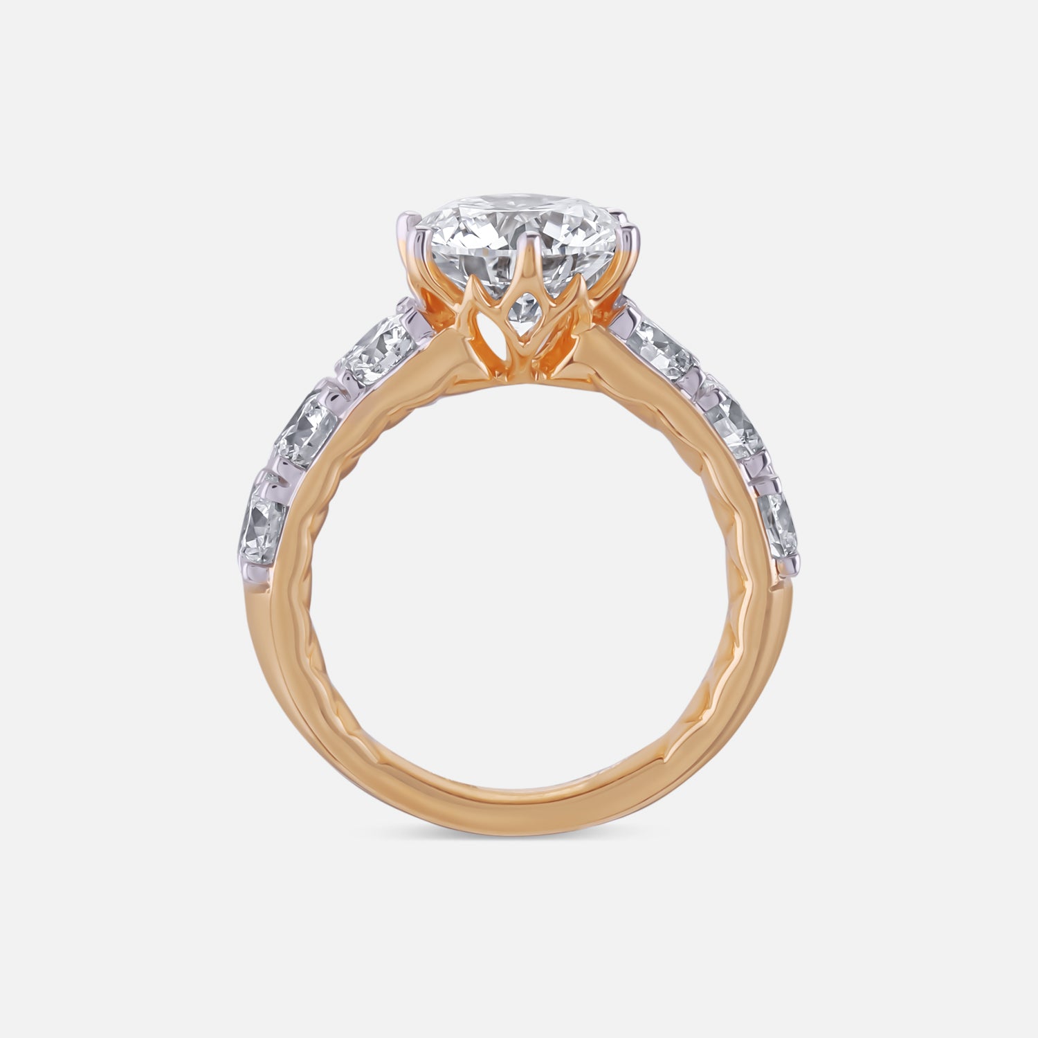 Lab-Grown Brilliant Round Diamond Ring with Graduated Side Stones in Gold | SKU : 0021529283
