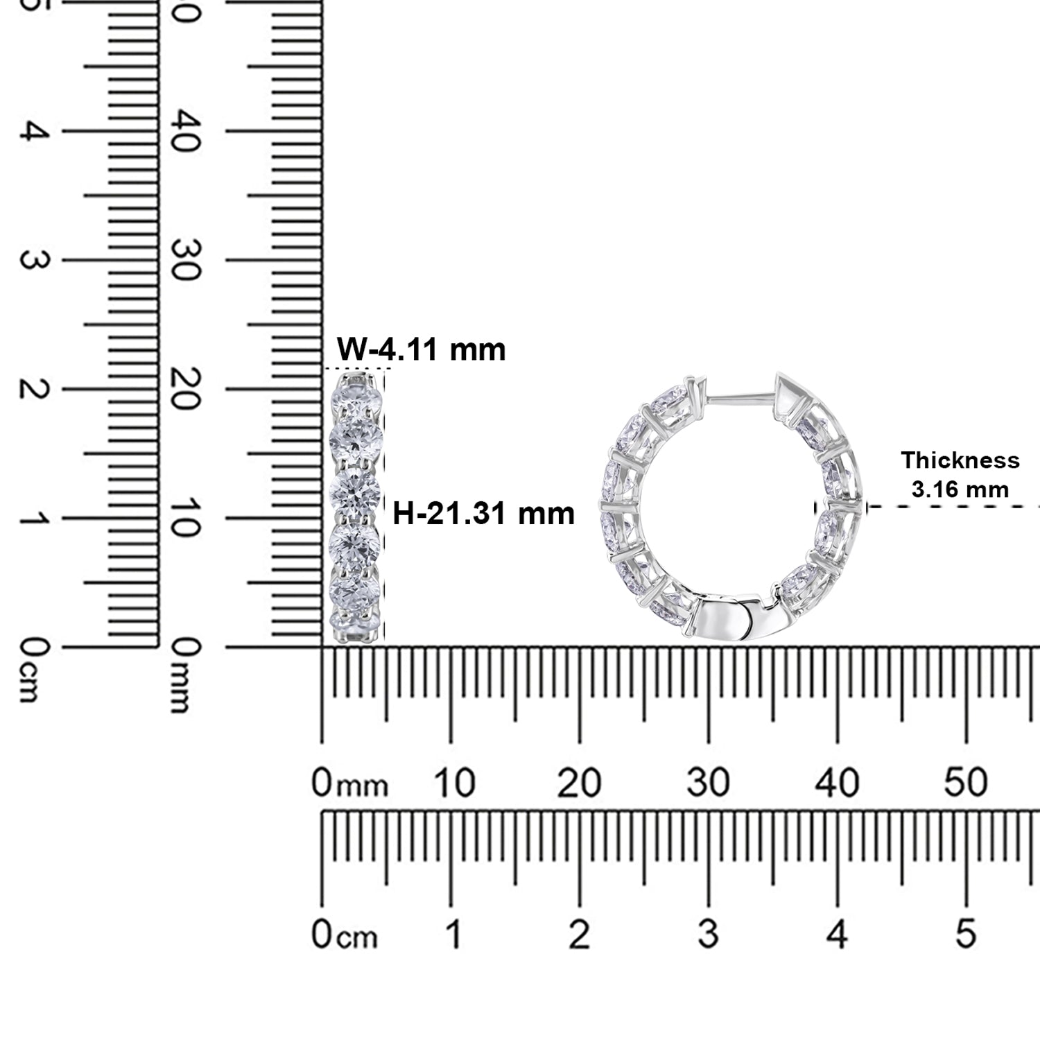 Classic Round Brilliant Lab Grown Diamond Hoop Earrings in White Gold | SKU : 0021543586