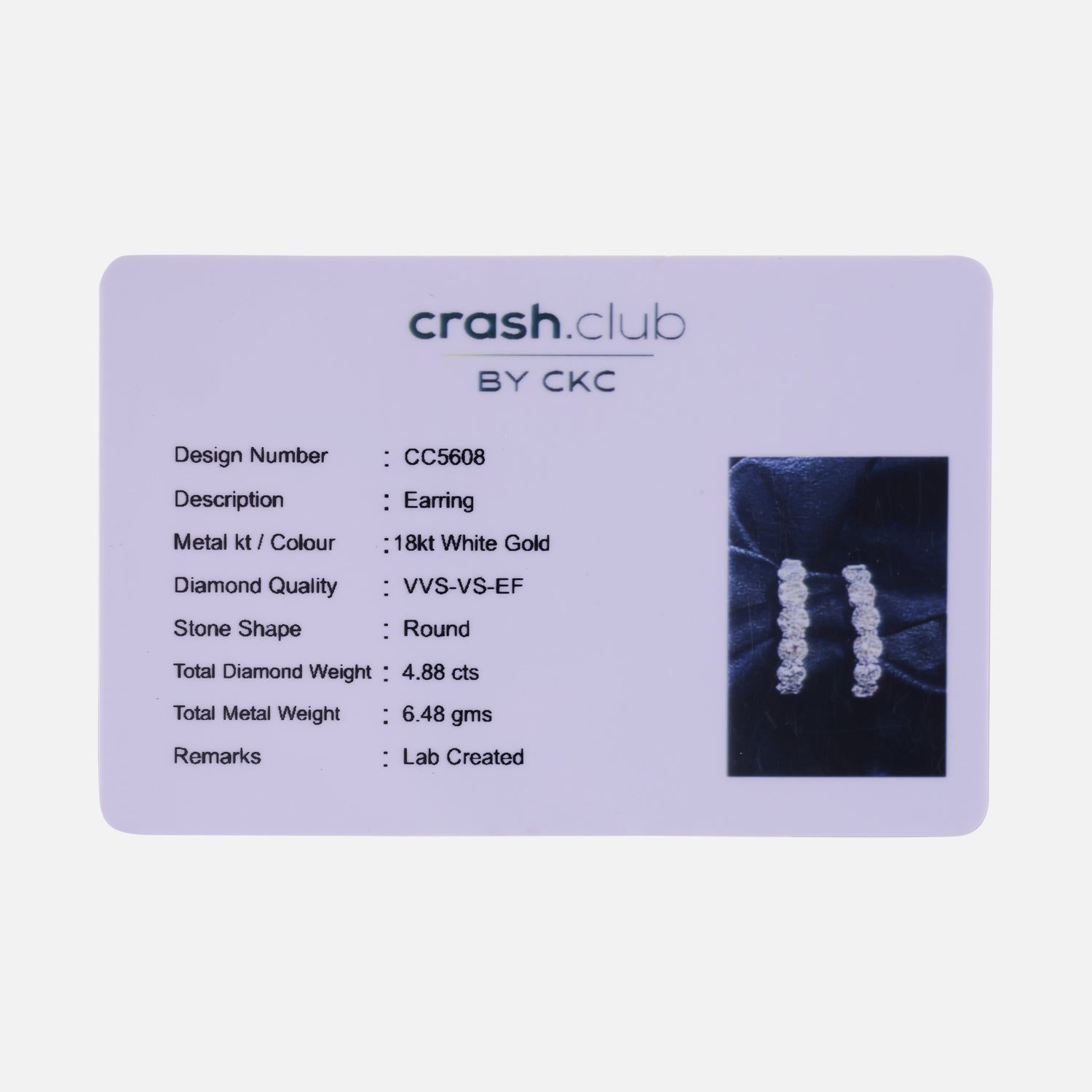 Classic Round Brilliant Lab Grown Diamond Hoop Earrings in White Gold | SKU : 0021543586