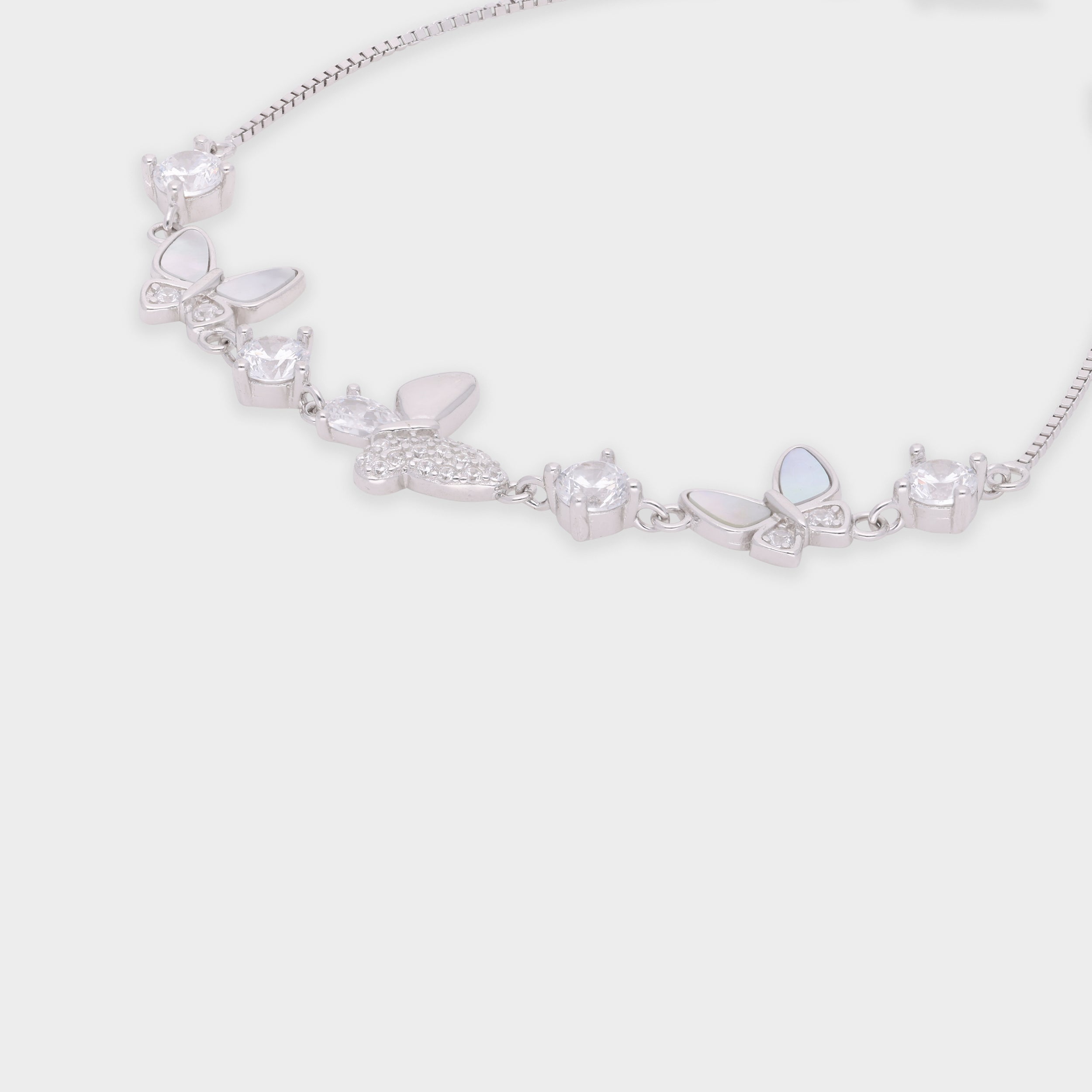 Whimsical Butterfly Sterling Silver Bracelet - A Symphony of Grace and Radiance | SKU : 0003630990, 0021546020, 0021546006, 0021546013