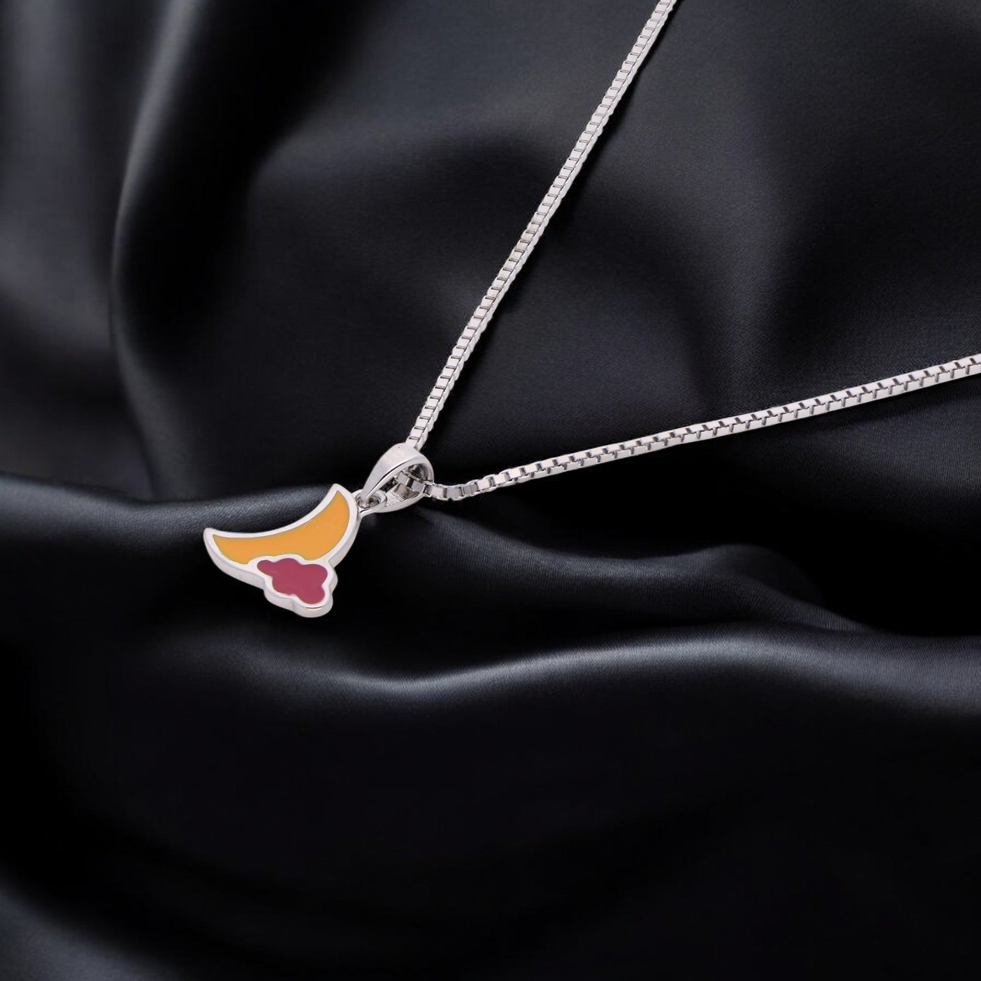 Twilight Glow Sterling Silver Pendant – A Celestial Dance of Moon and Clouds | SKU : 0021546334, 0021546303