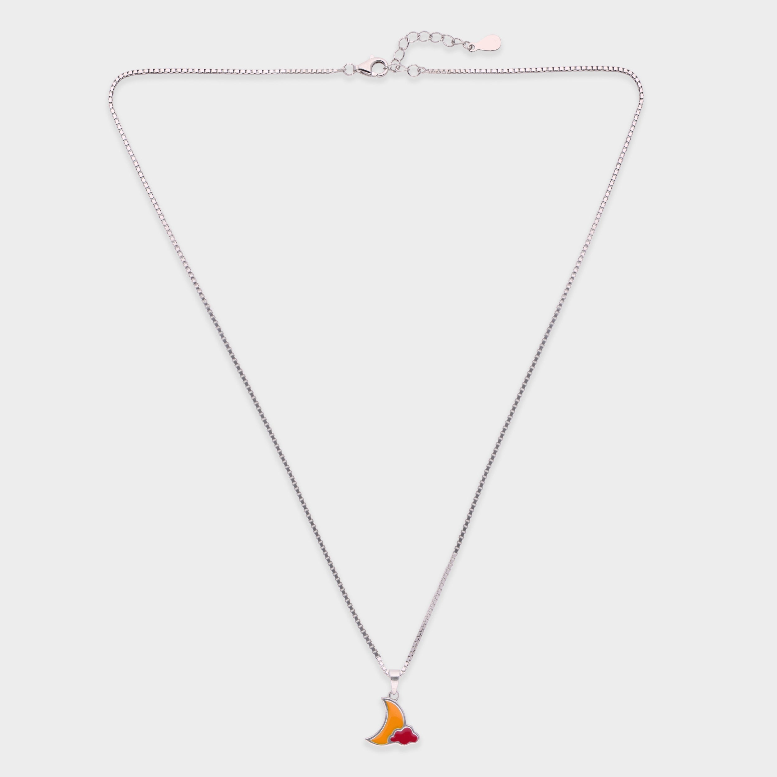 Twilight Glow Sterling Silver Pendant – A Celestial Dance of Moon and Clouds | SKU : 0021546334, 0021546303