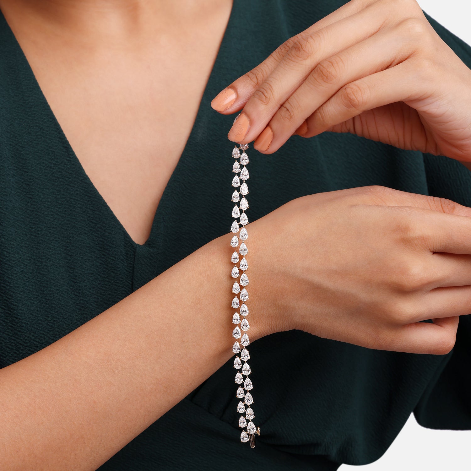 Twin Pear Lab Grown Diamond Bracelet in Rose Gold | SKU : 0021842955