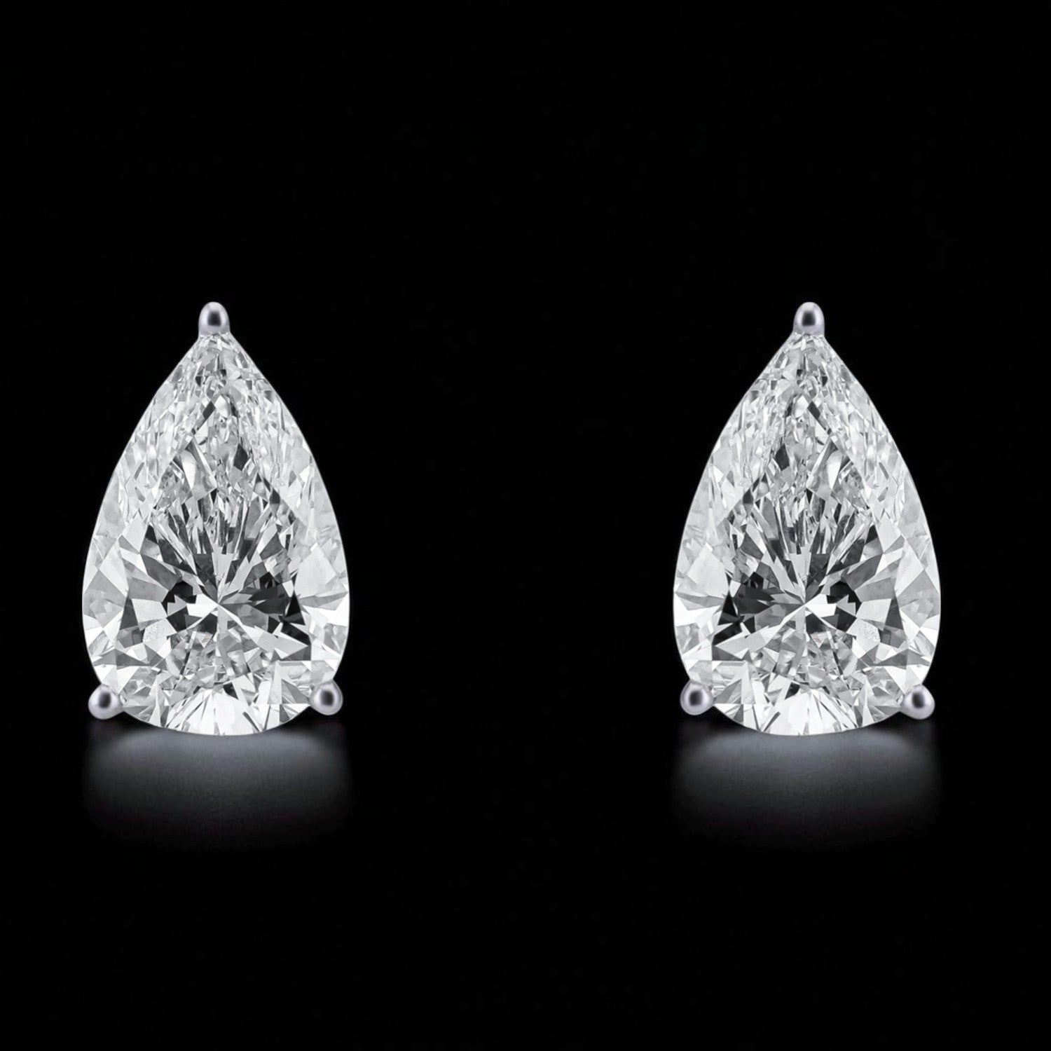 Pear Step-Cut Lab Grown Diamond Solitaire Stud Earrings in White Gold | SKU : 0004709763