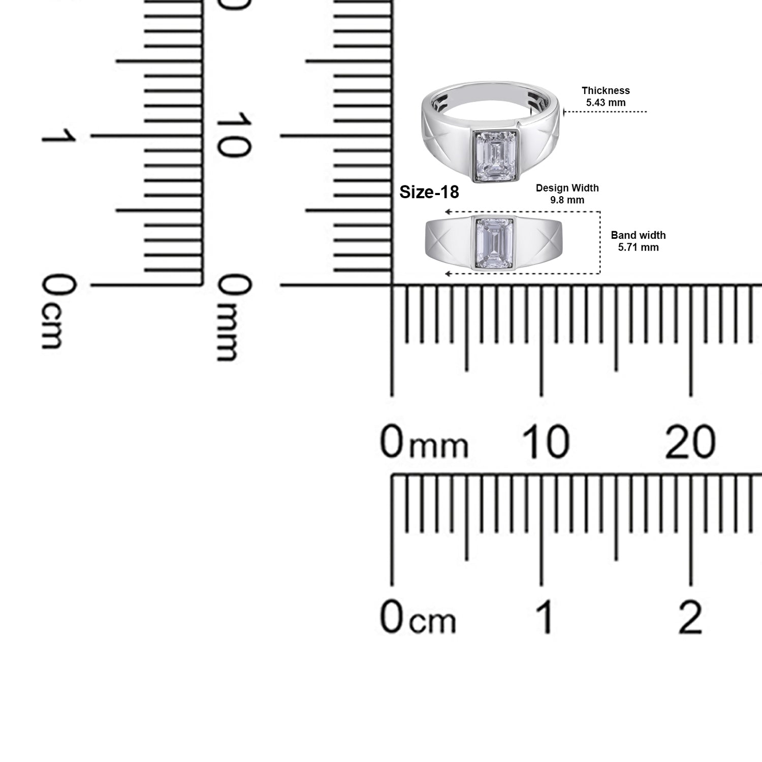 Bezel-Set Emerald-Cut Lab-Grown Diamond Ring in Sculpted White Gold Finish | SKU : 0021887345
