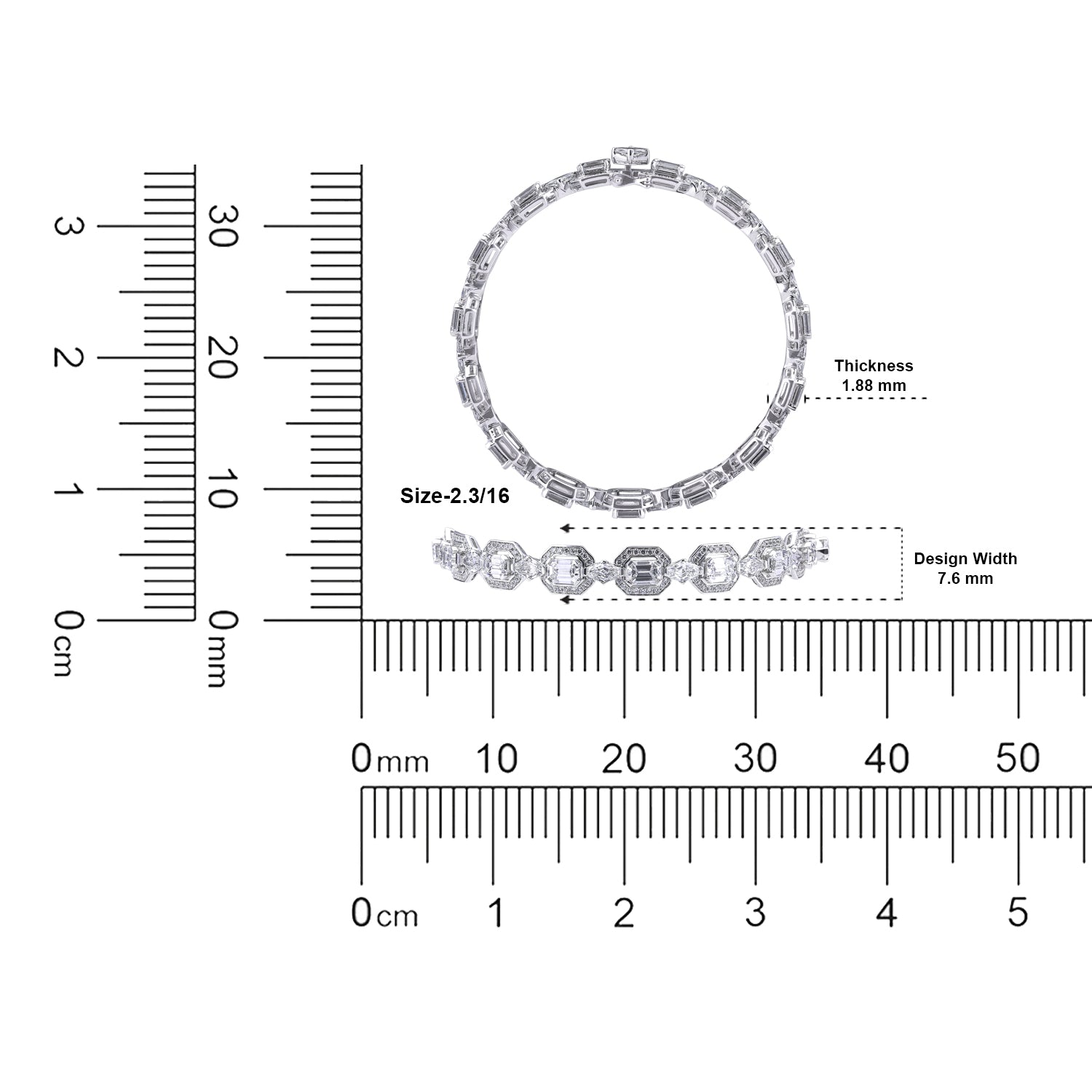 Imperial Grace Round Brilliant, Lozenge Blunt-Cut & Heritage Emerald-Cut Lab-Grown Diamond Bracelet | SKU : 0021986345