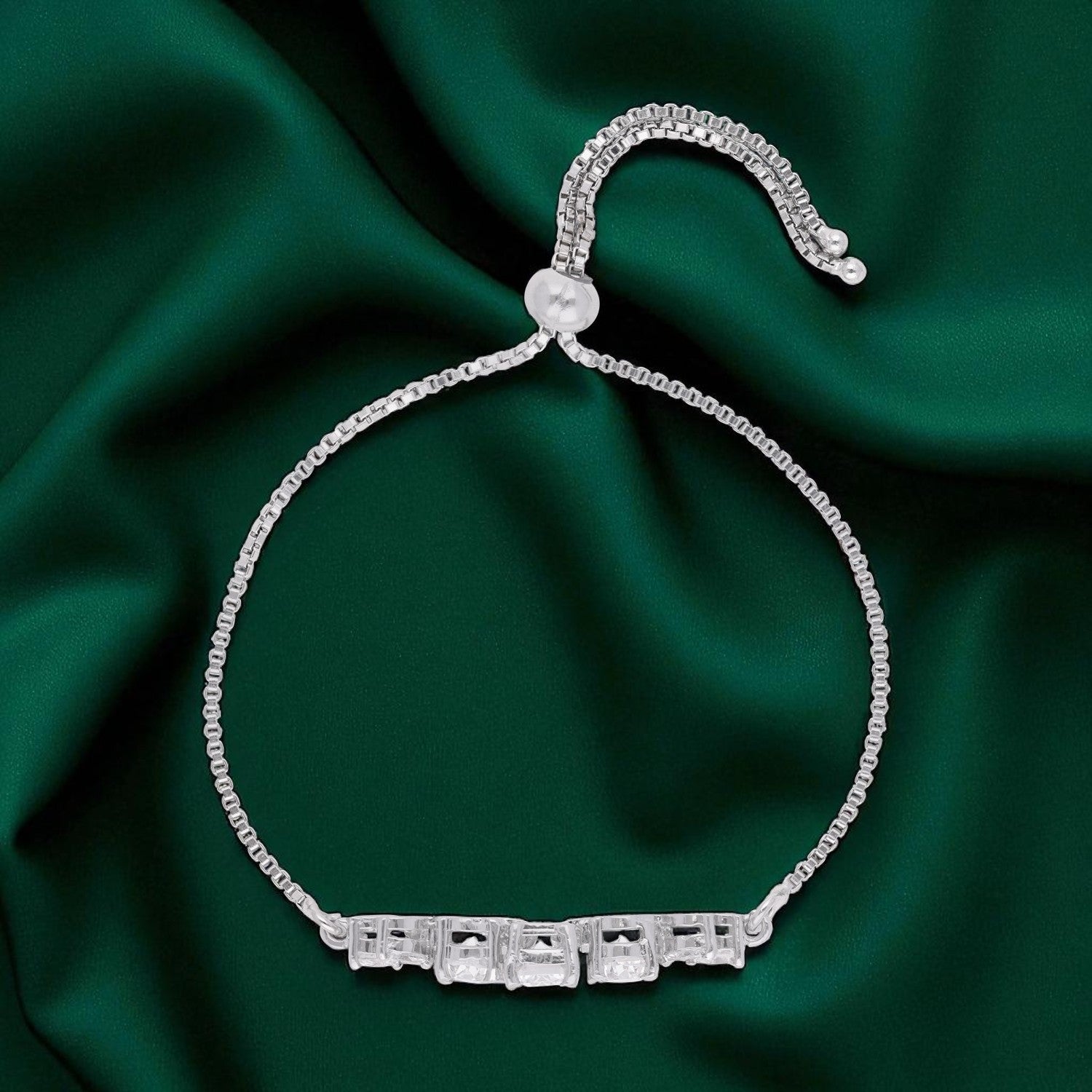 Emerald-Cut Line Adjustable Sterling Silver Bracelet | SKU : 0022164056, 0022167651, 0003888261