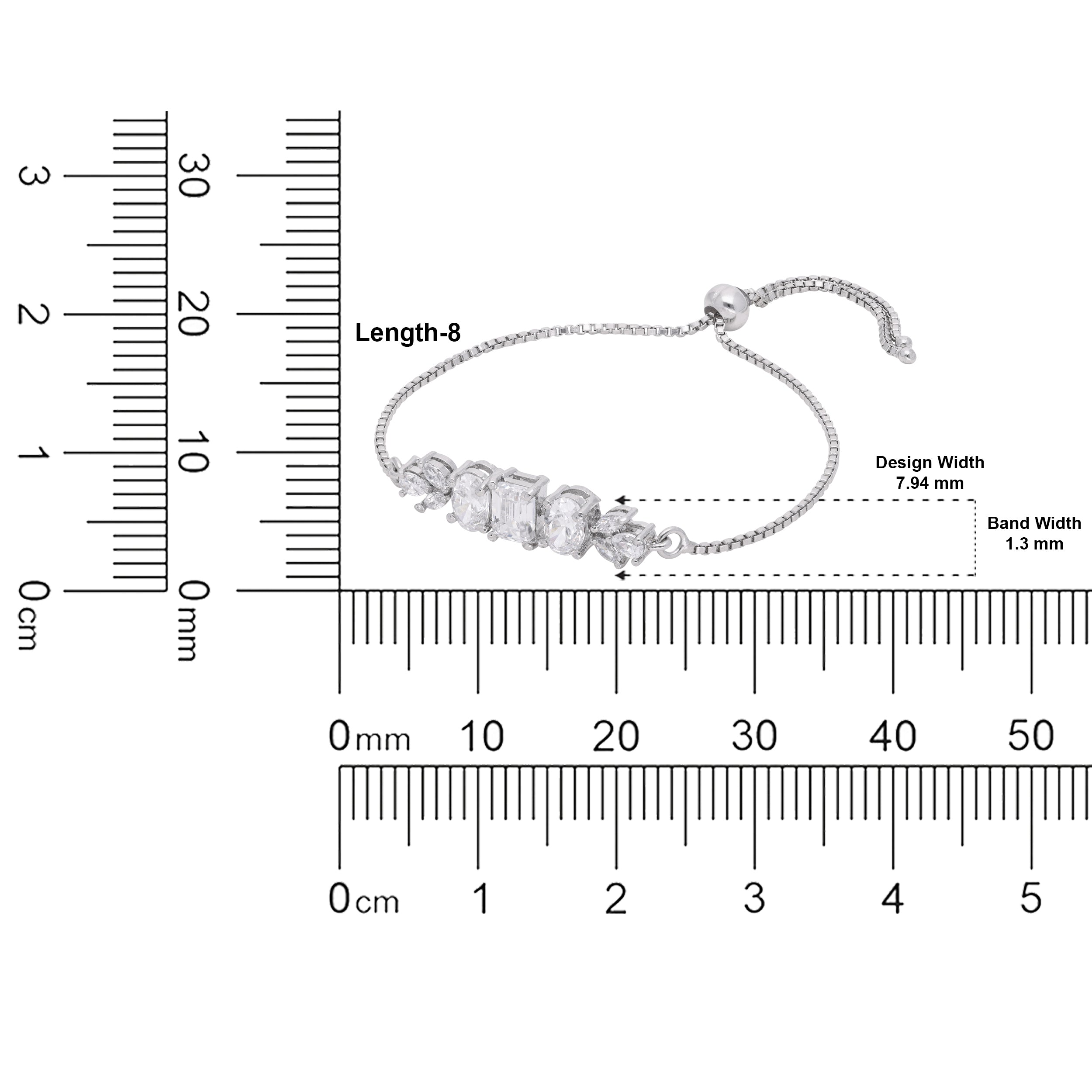 Emerald-Cut Line Adjustable Sterling Silver Bracelet | SKU : 0022164056, 0022167651, 0003888261