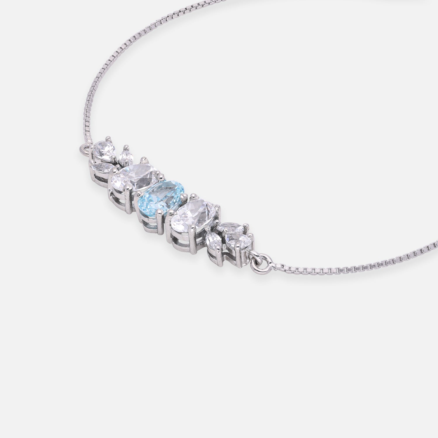 Sterling Silver Cushion & Round CZ Leaf Adjustable Bracelet | SKU : 0022164100, 0022167705, 0003888315