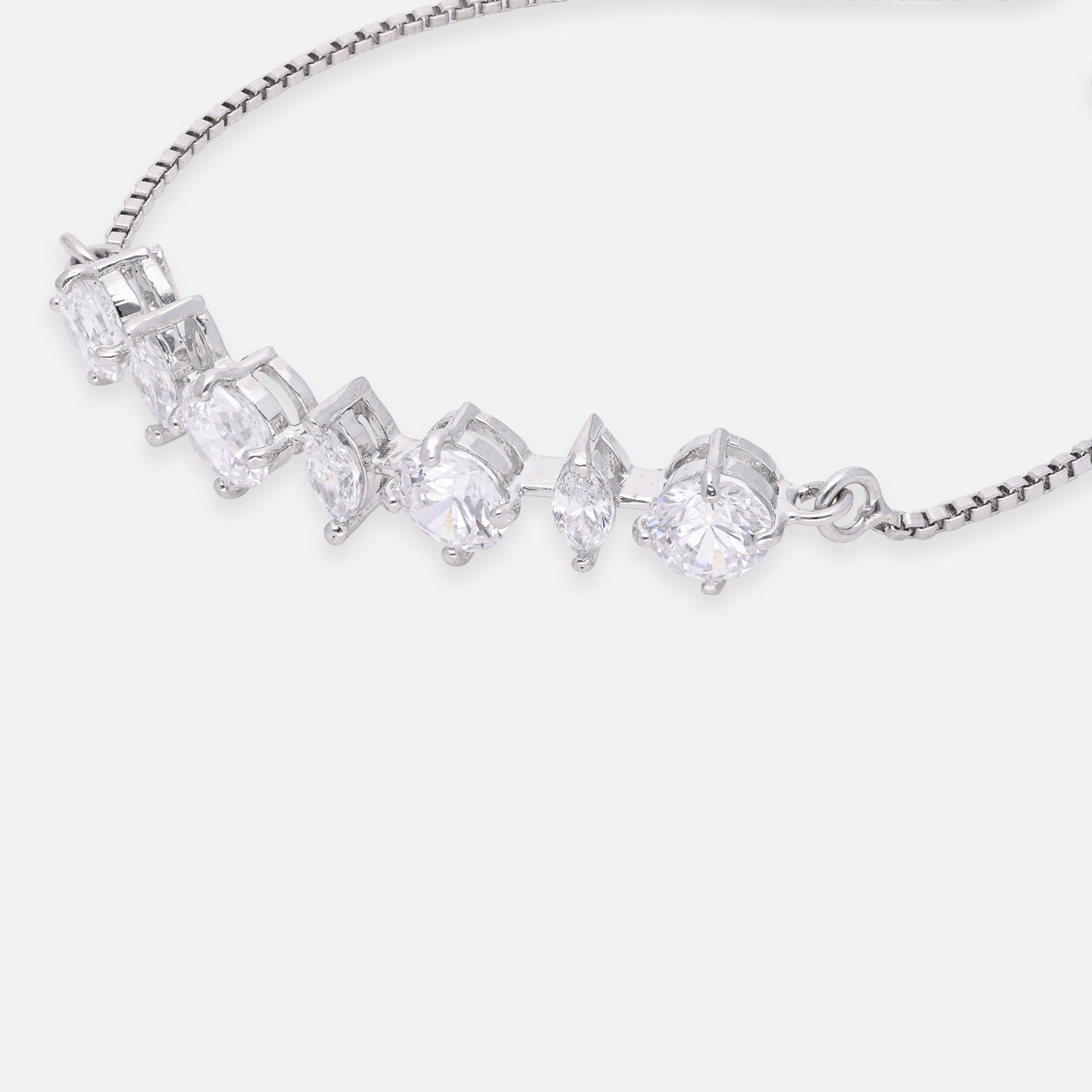 Multi-Baguette & Princess-Cut Cubic Zirconia Sterling Silver Adjustable Bracelet | SKU : 0022164148, 0022167743, 0003888353
